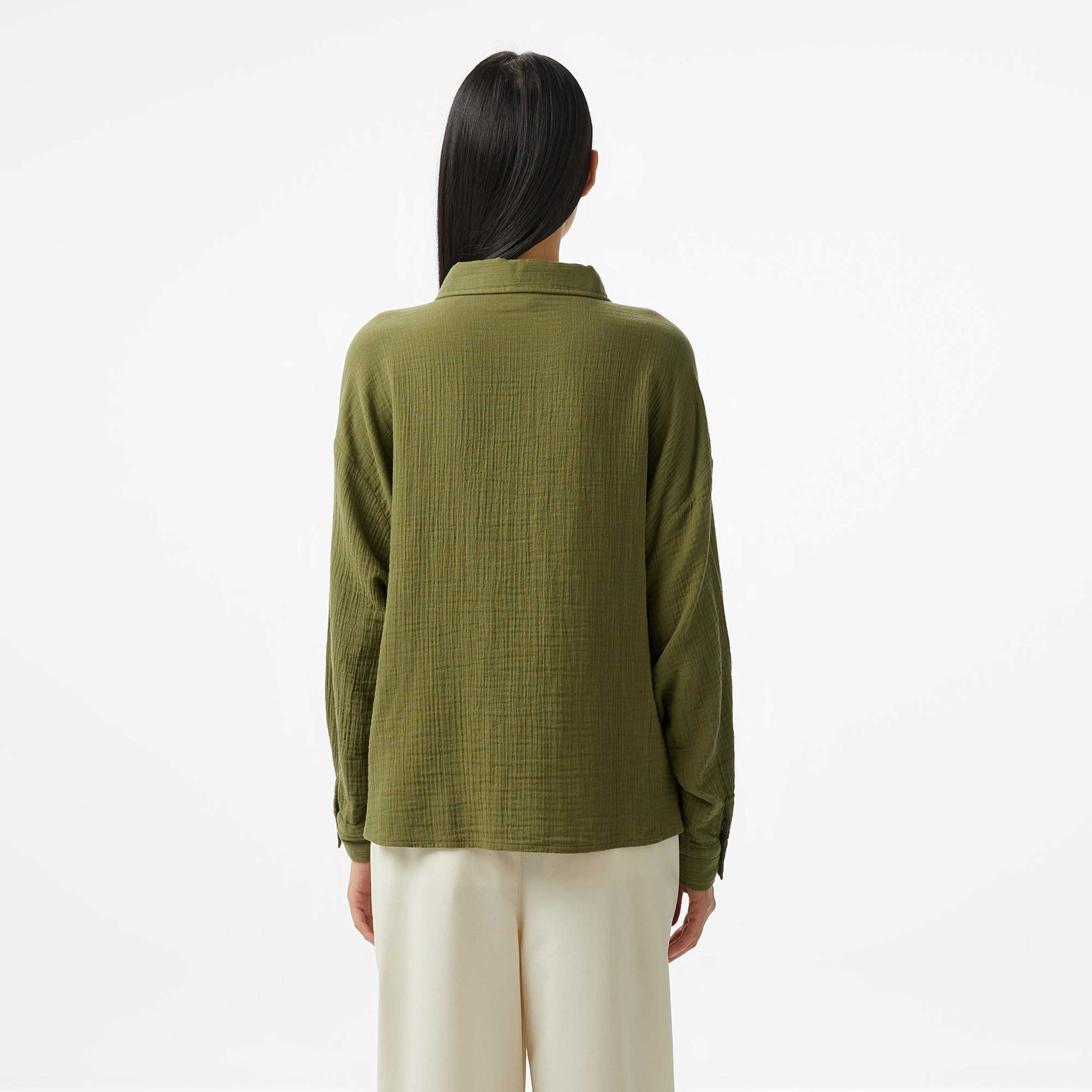 Nautica Kadın Yeşil Oversize Fit Gömlek