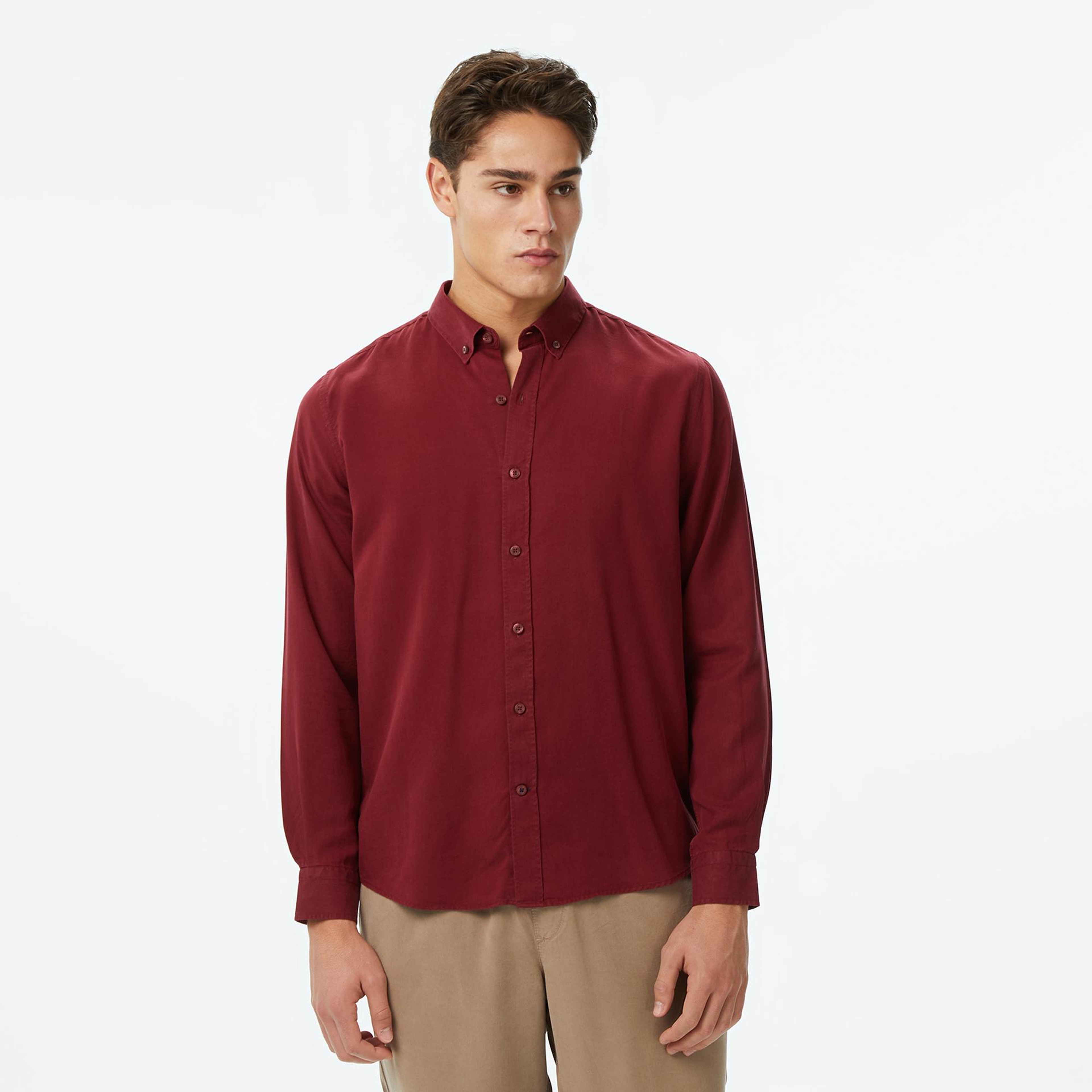 Nautica Erkek Bordo Classic Fit Gömlek