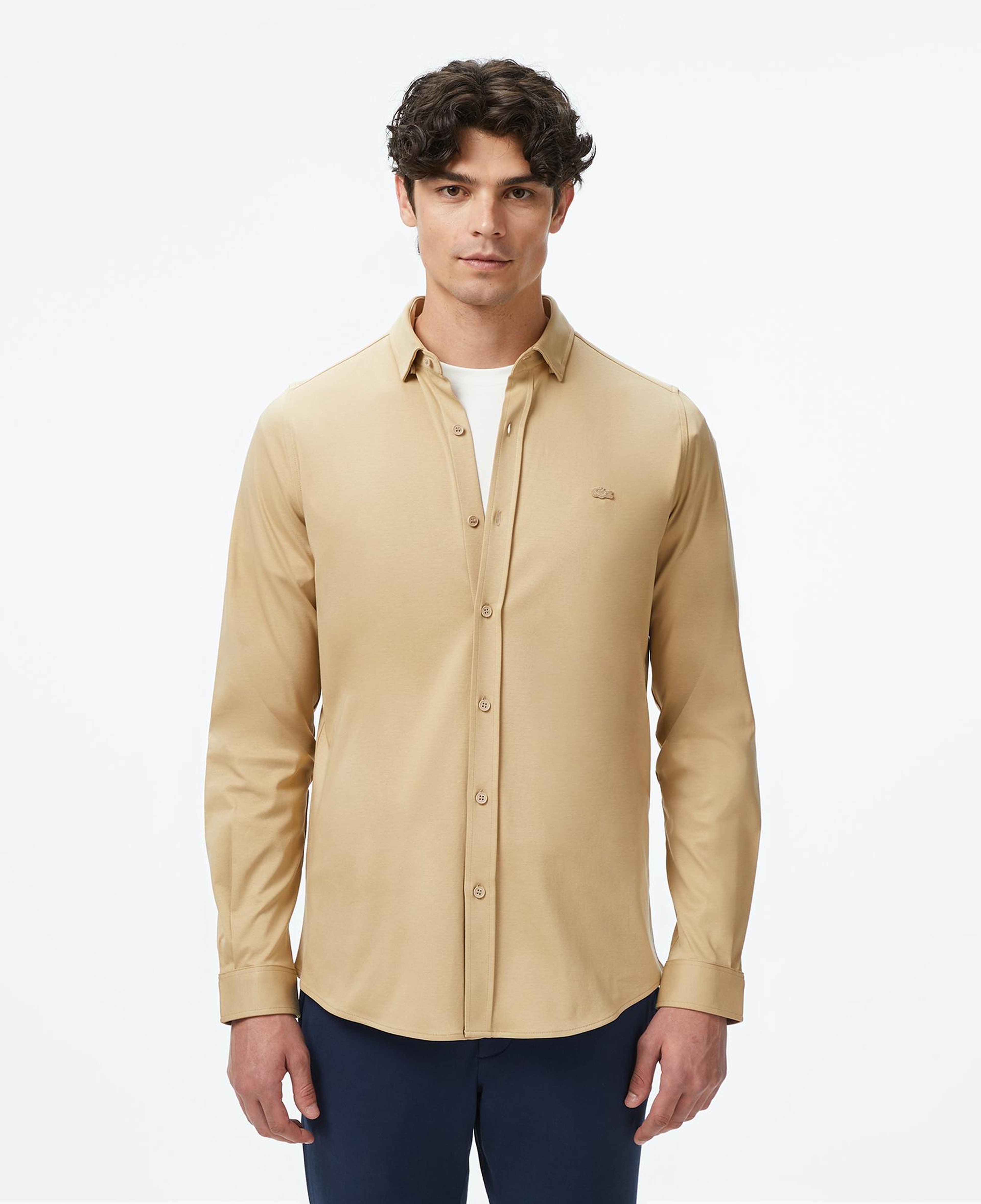 Erkek Slim Fit Bej Gömlek