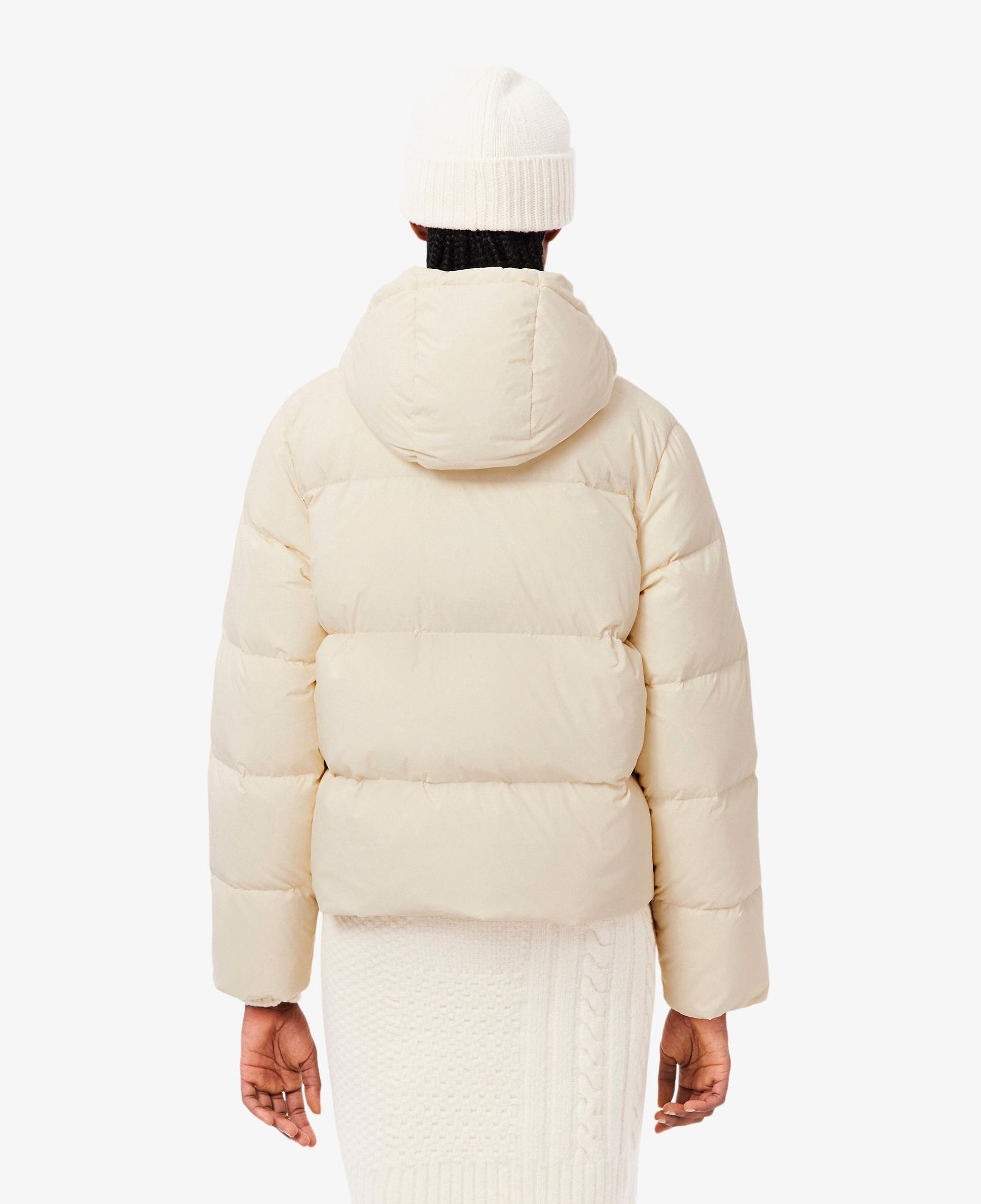 Kadın Relaxed Fit Kapüşonlu Krem Şişme Mont
