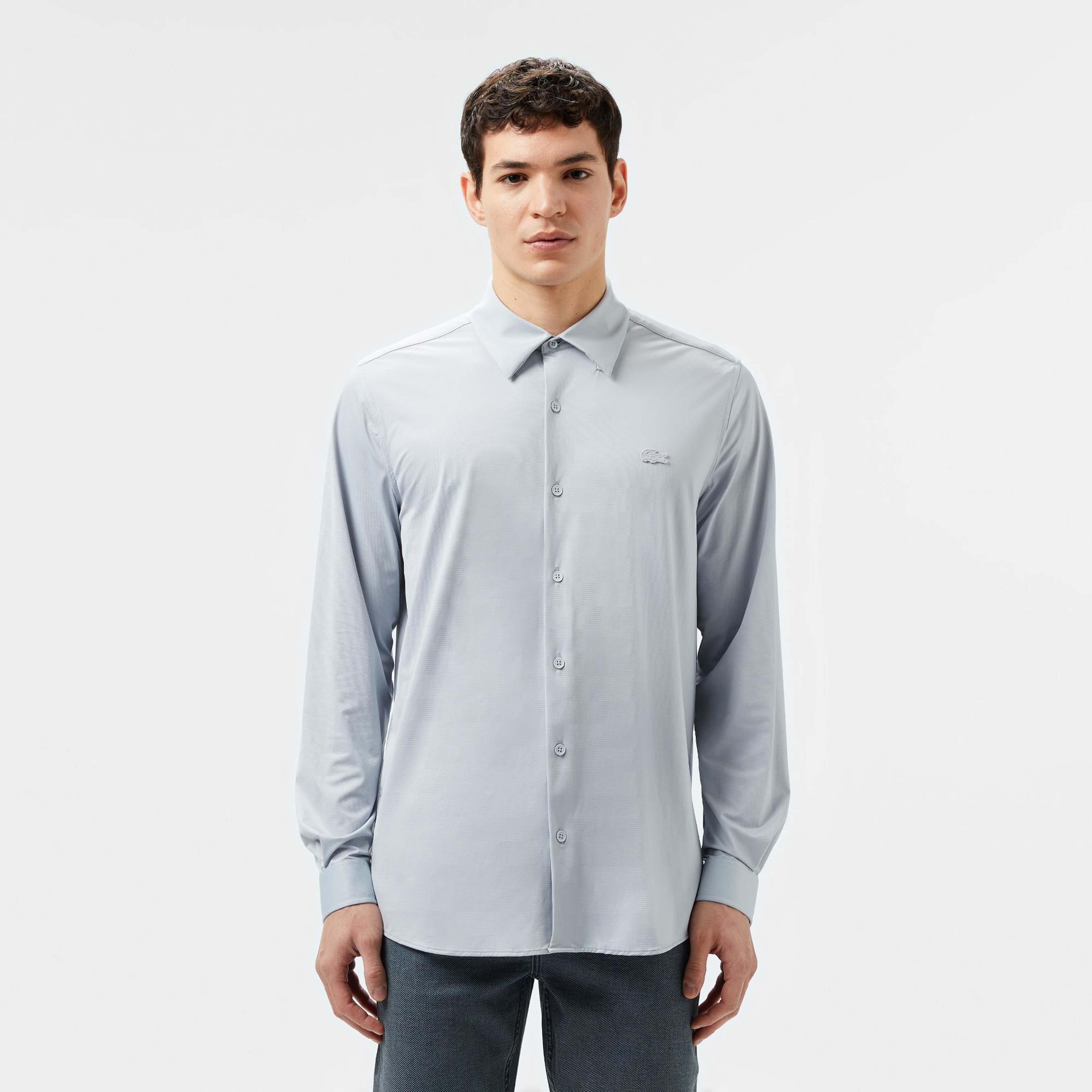 Erkek Slim Fit Gri Gömlek