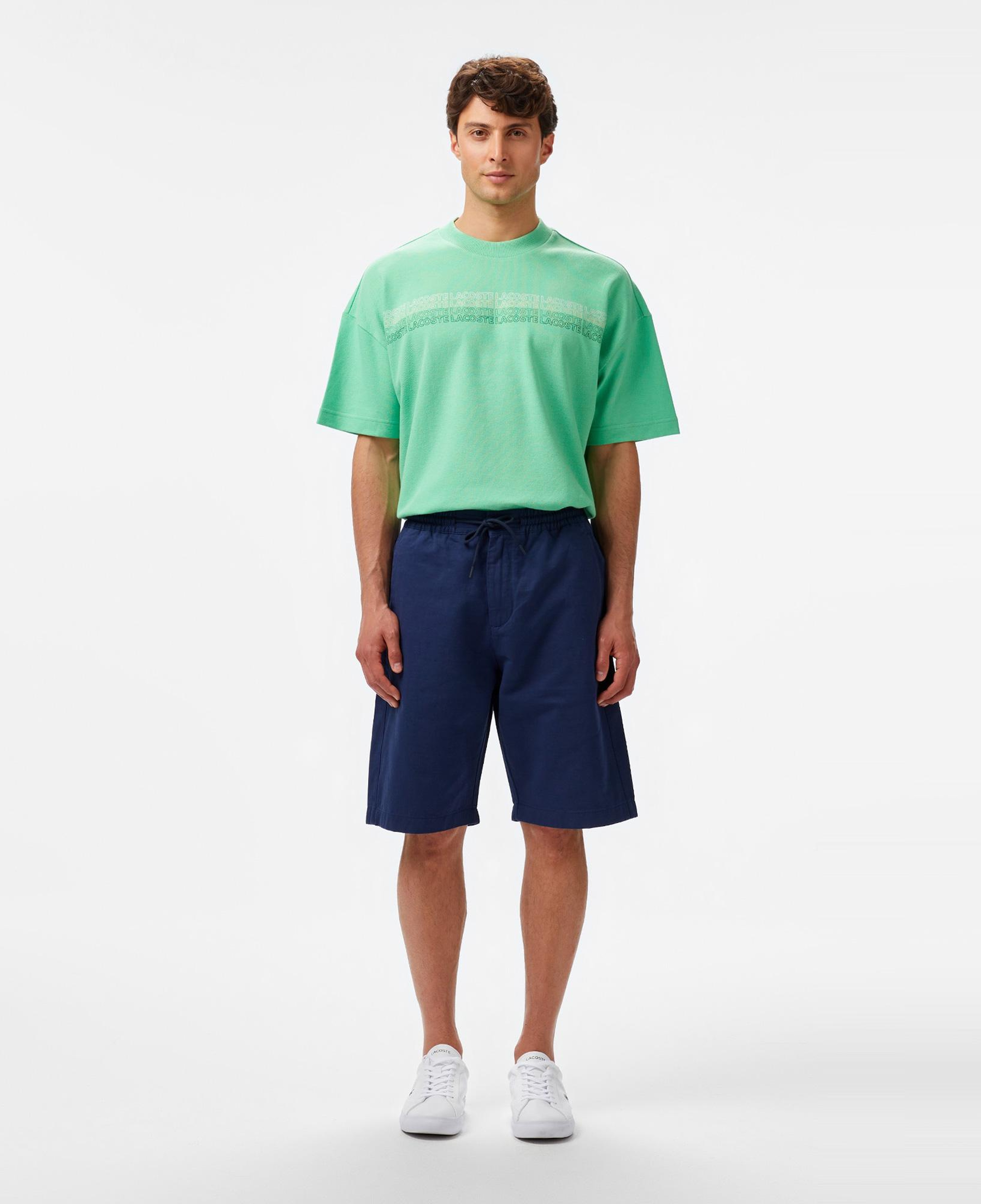Erkek Relaxed Fit Lacivert Keten Karışımlı Bermuda Şort