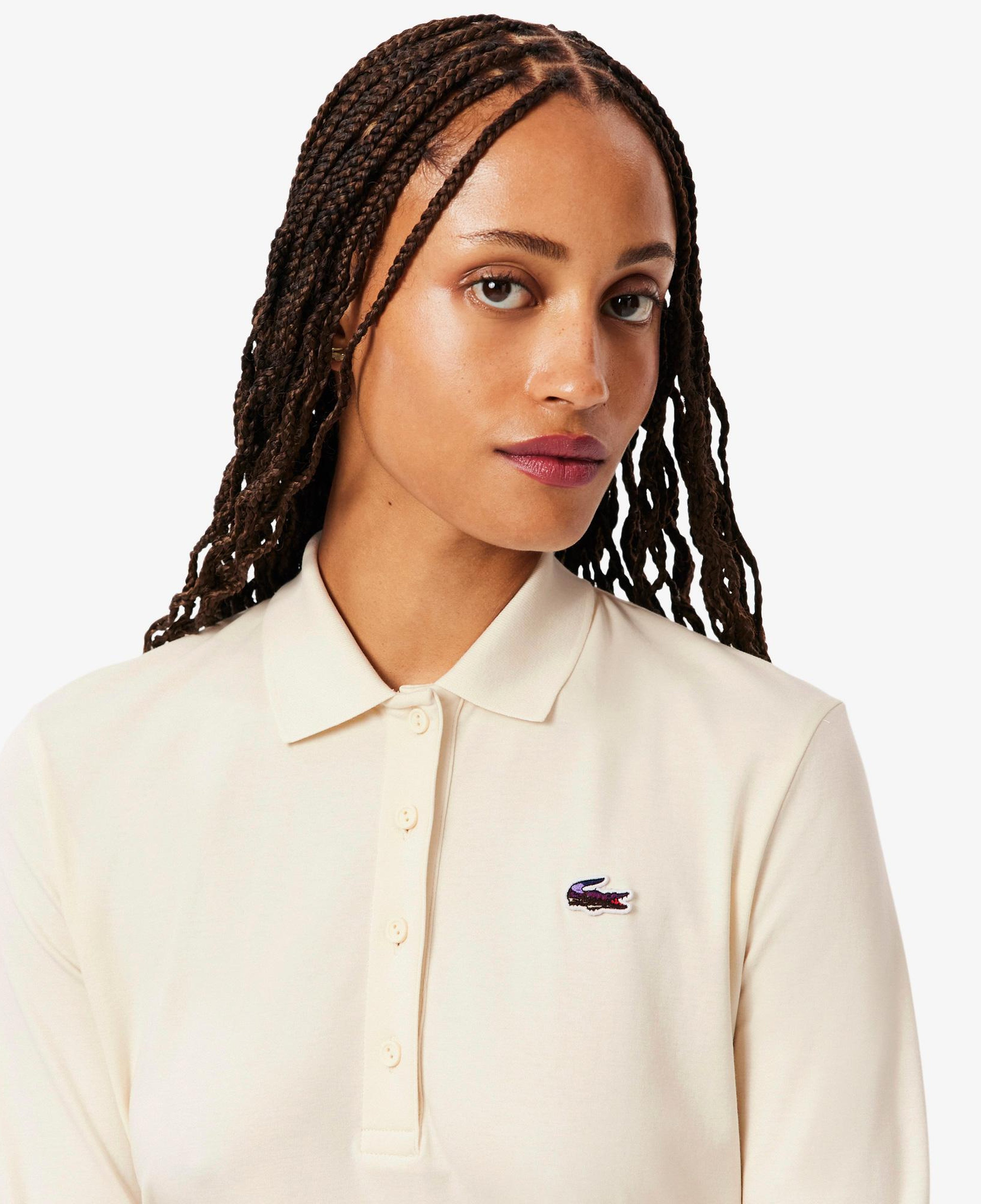 Kadın Regular Fit Uzun Kollu Krem Polo