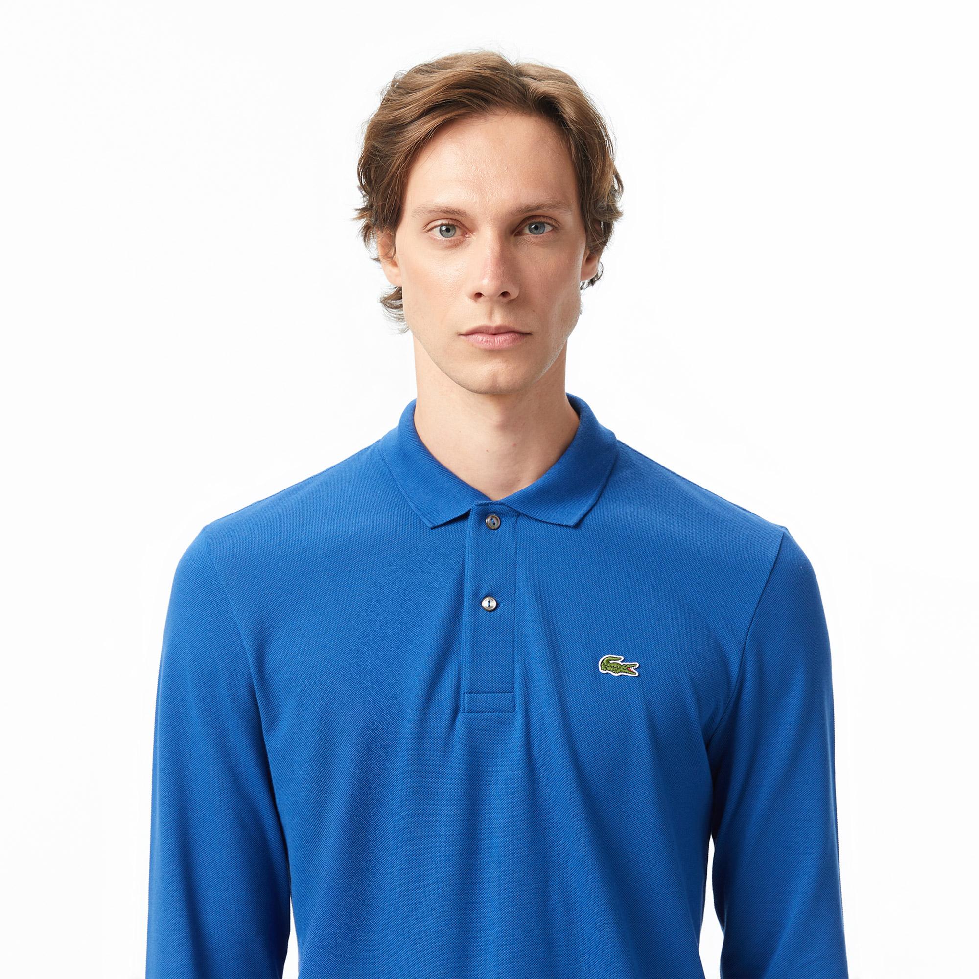 L.12.12 Erkek Classic Fit Uzun Kollu Koyu Mavi Polo