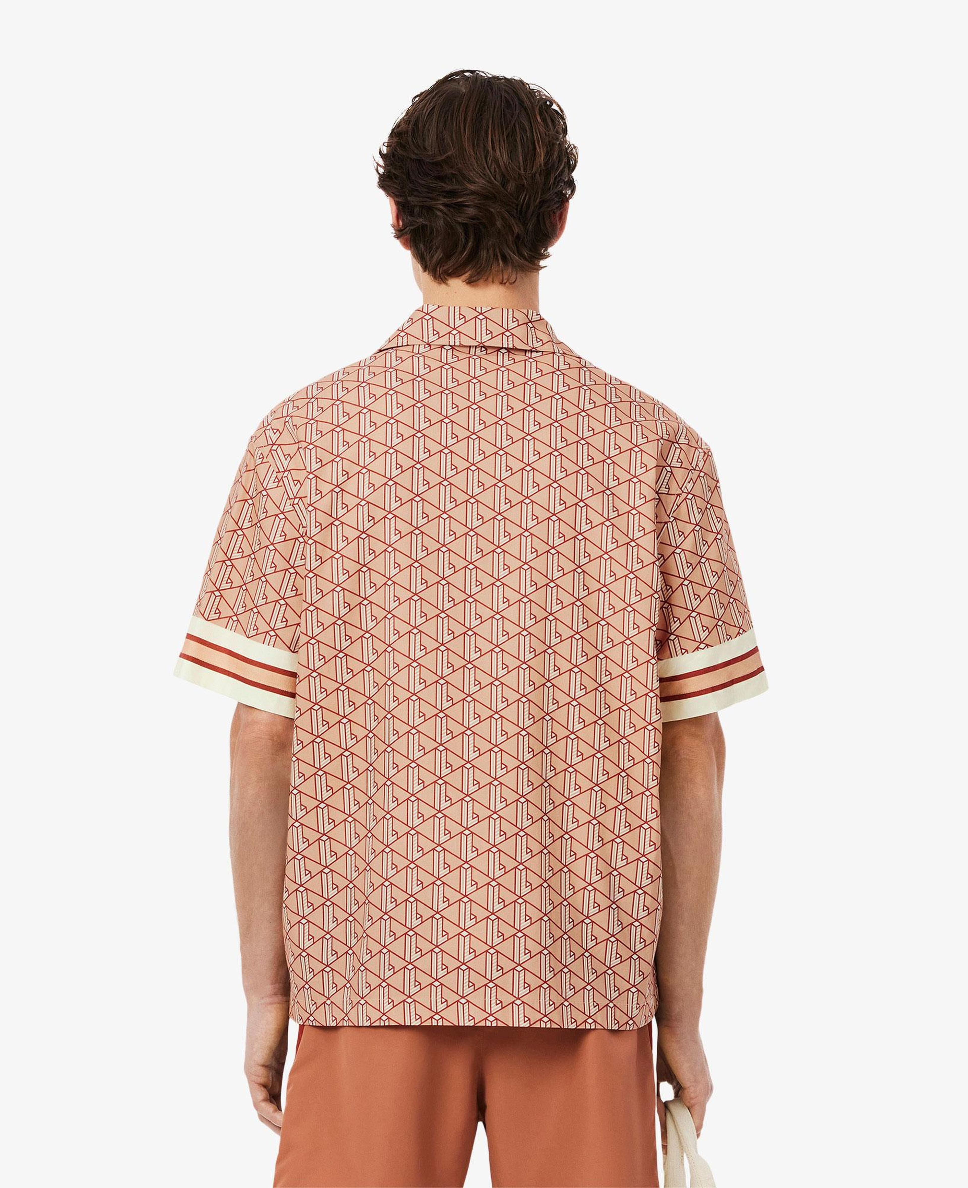 Erkek Relaxed Fit Kısa Kollu Monogram Turuncu Gömlek