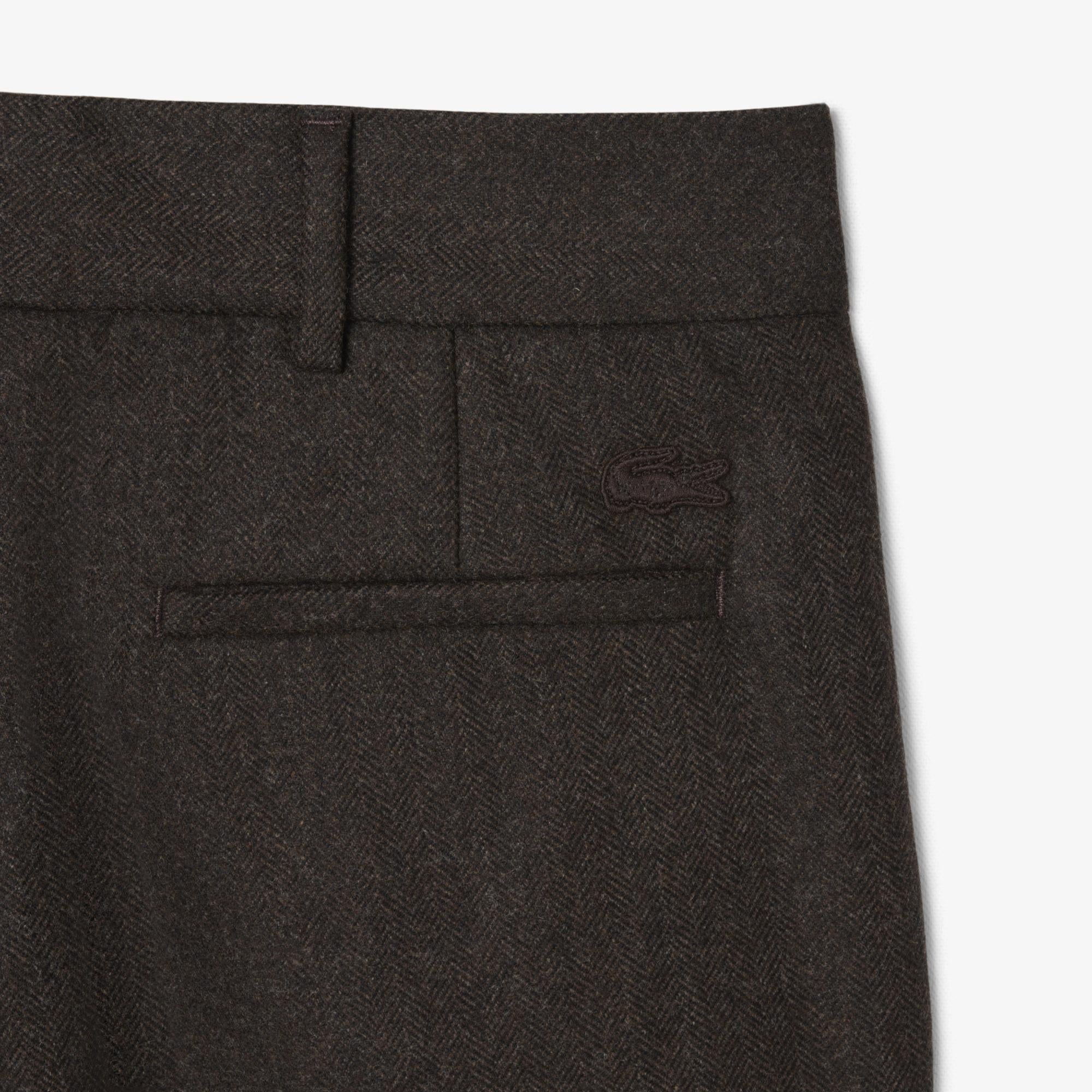 Lacoste Erkek Straight Fit Kahverengi Yün Karışımlı Pantolon
