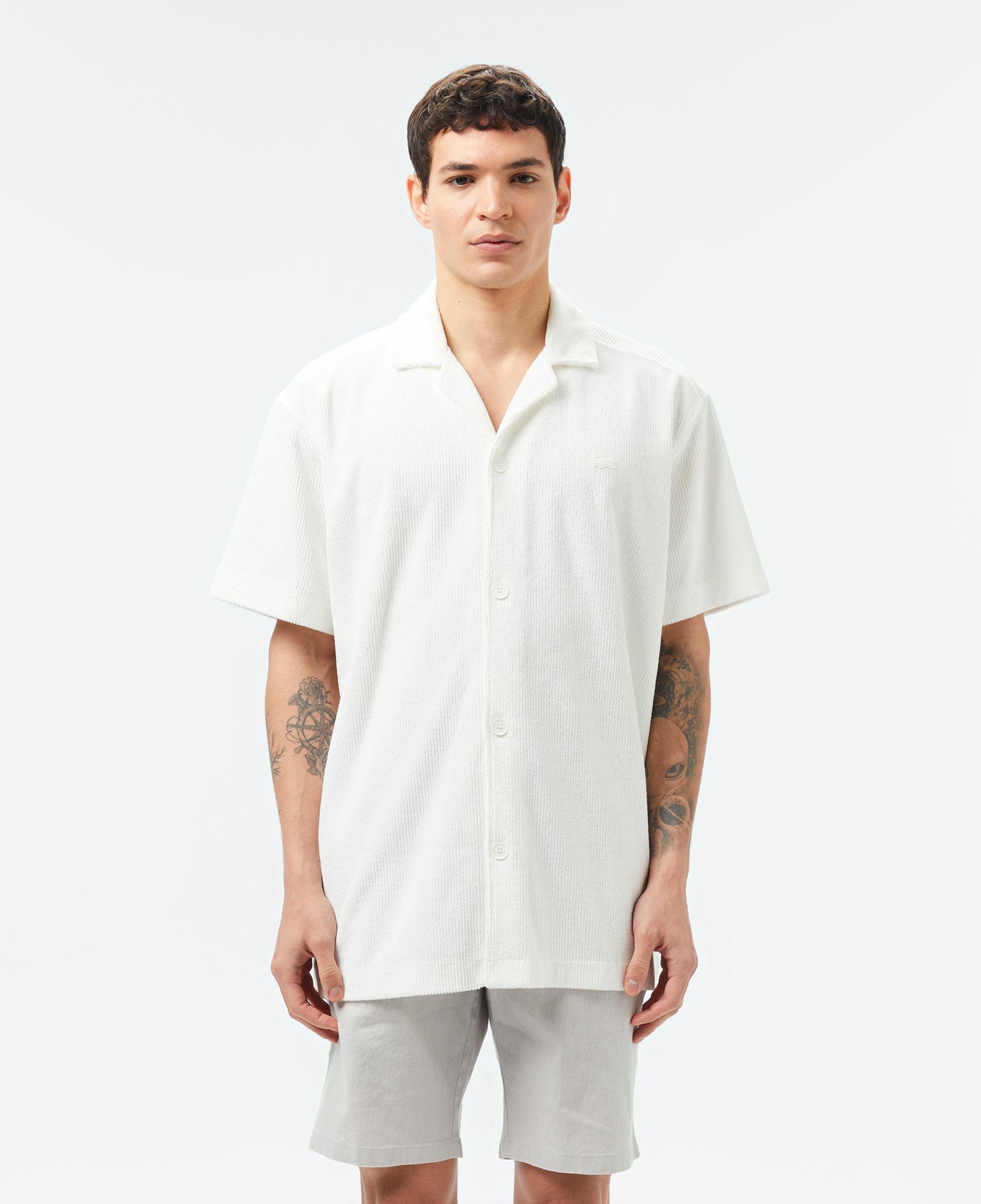 Erkek Relaxed Fit Kısa Kollu Beyaz Gömlek