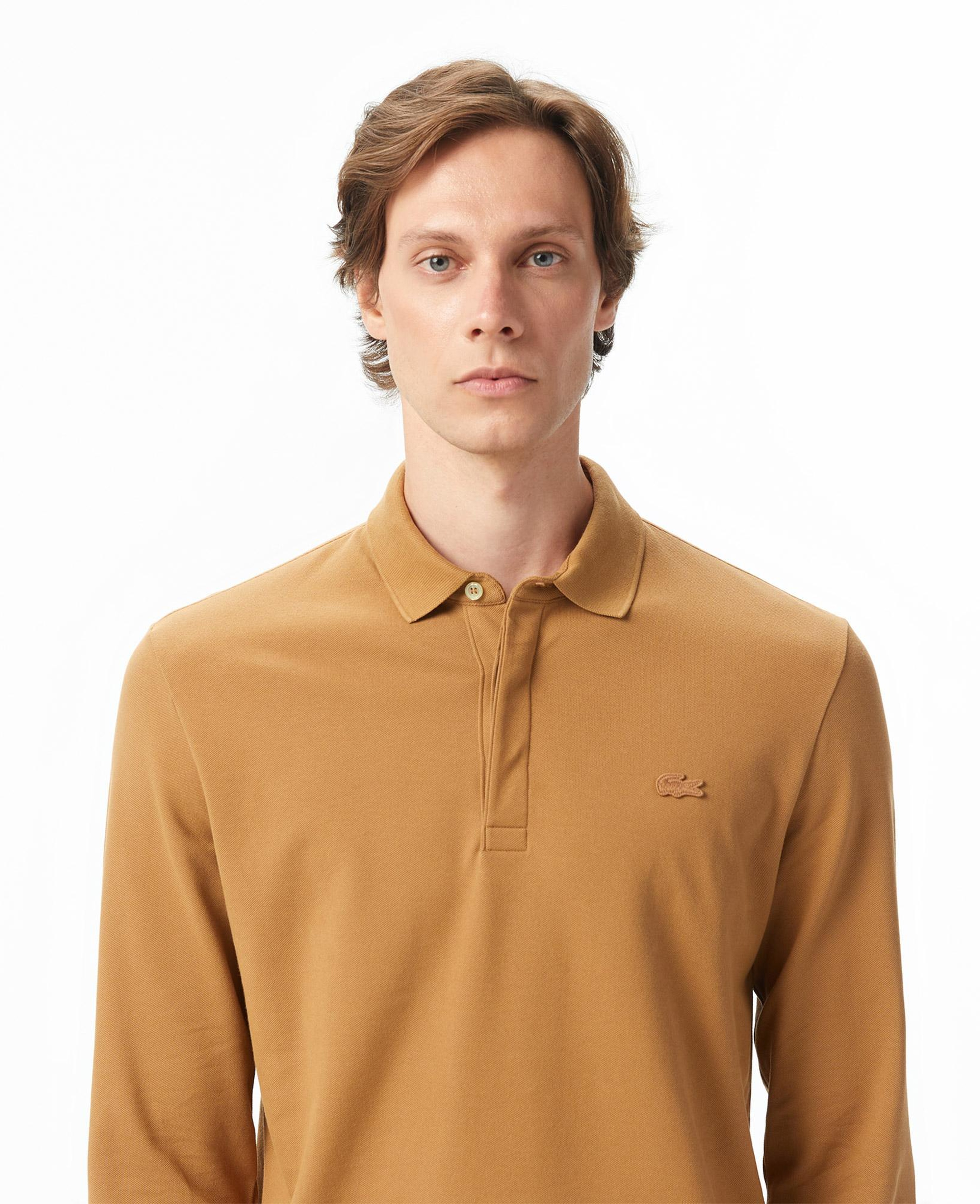 Erkek Regular Fit Uzun Kollu Açık Kahverengi Paris Polo