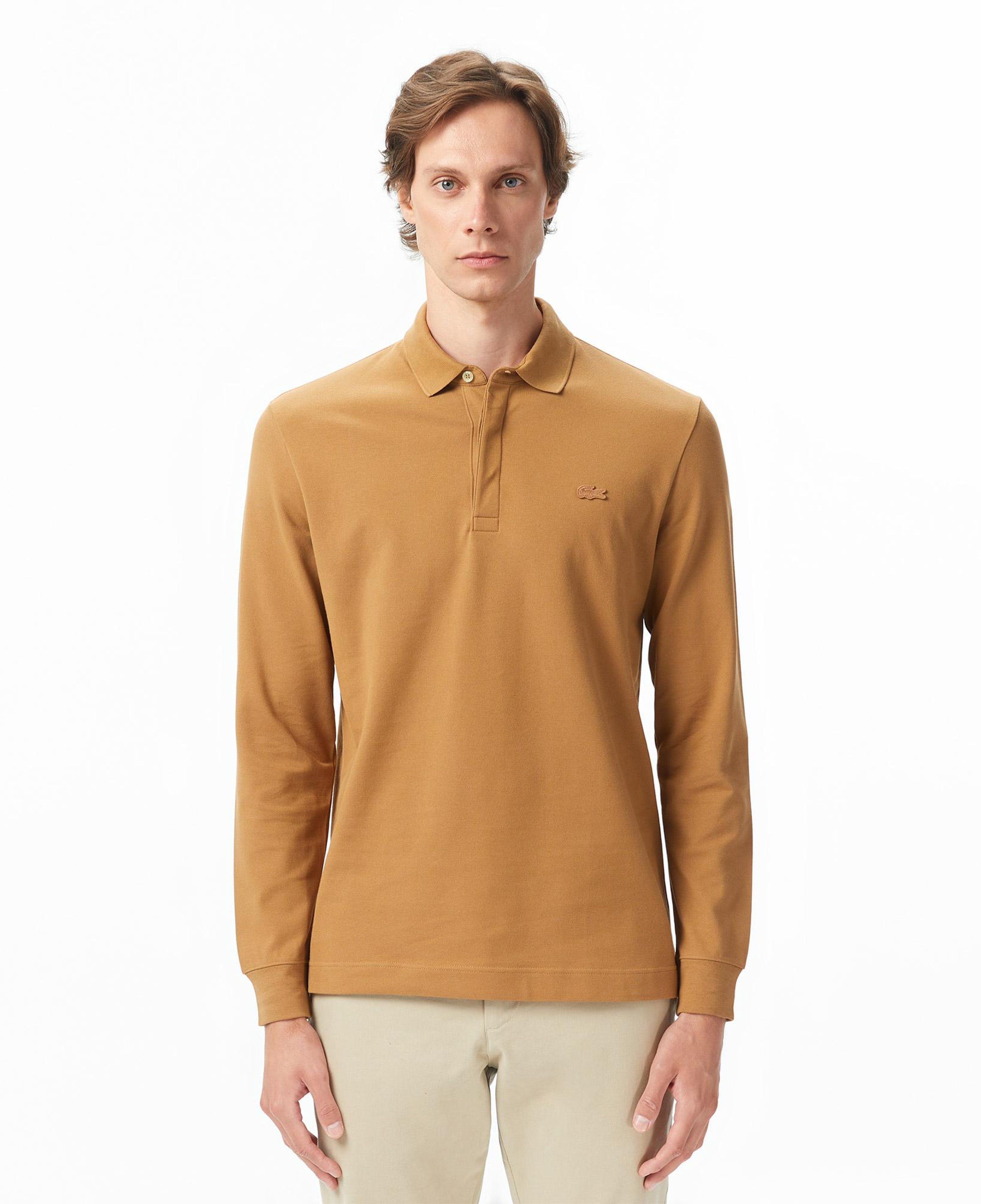 Erkek Regular Fit Uzun Kollu Açık Kahverengi Paris Polo