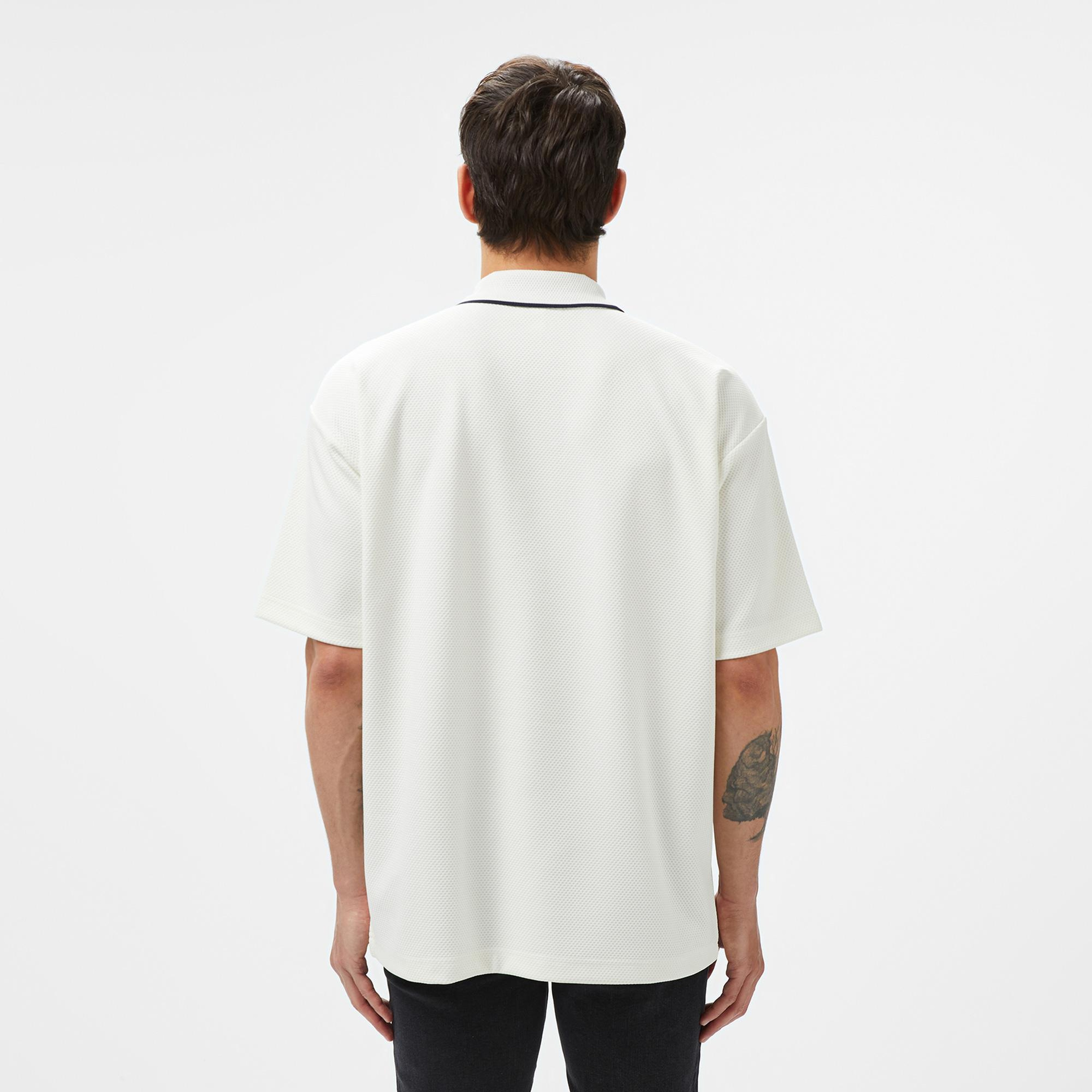 Erkek Oversize Fit Beyaz Polo