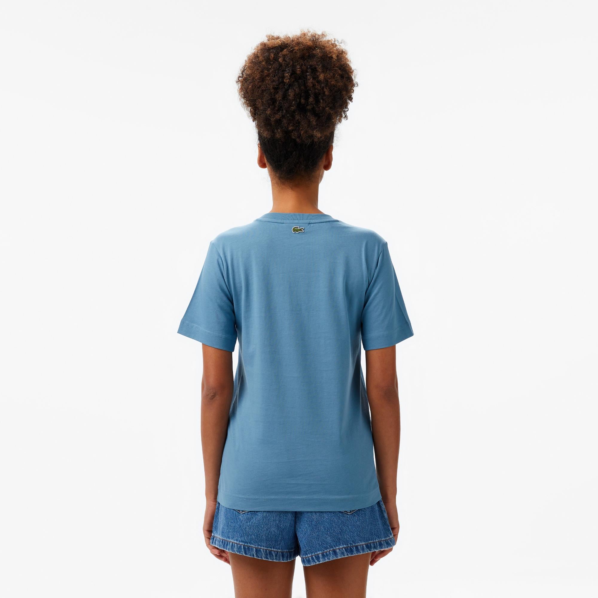 Lacoste Print Cotton Kadın Mavi T-Shirt