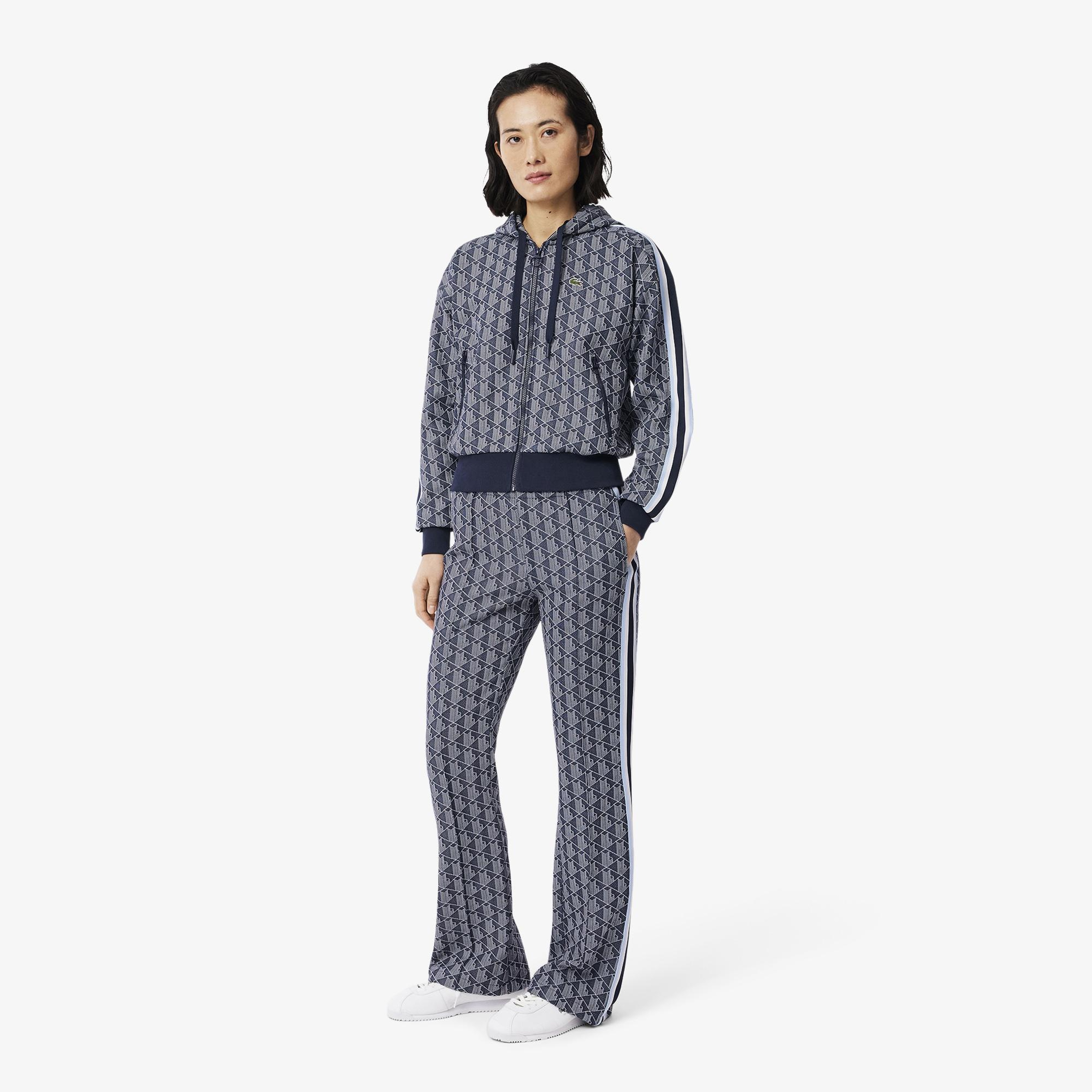 Lacoste Flare Fit Monogram Kadın Lacivert Eşofman Altı