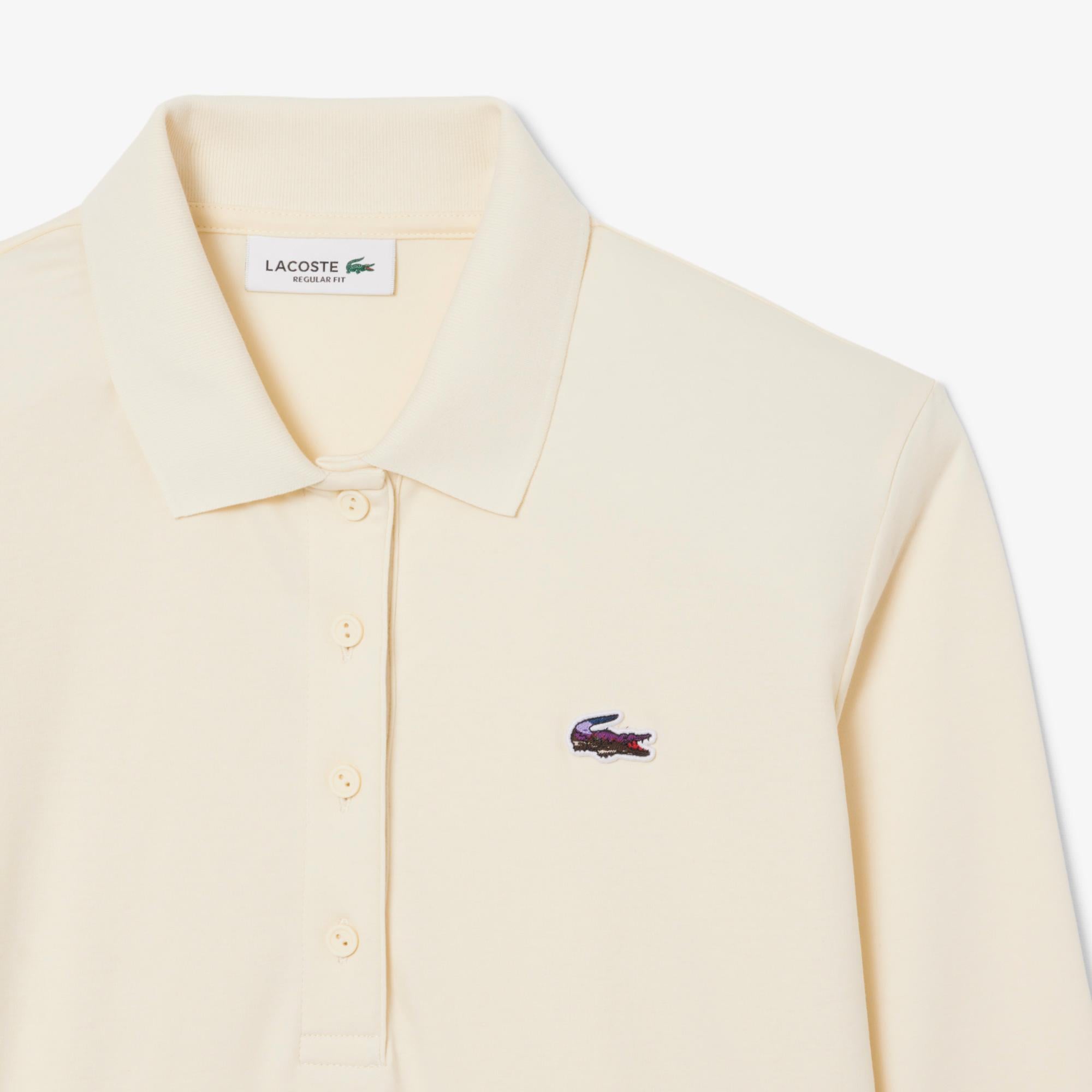Kadın Regular Fit Uzun Kollu Krem Polo