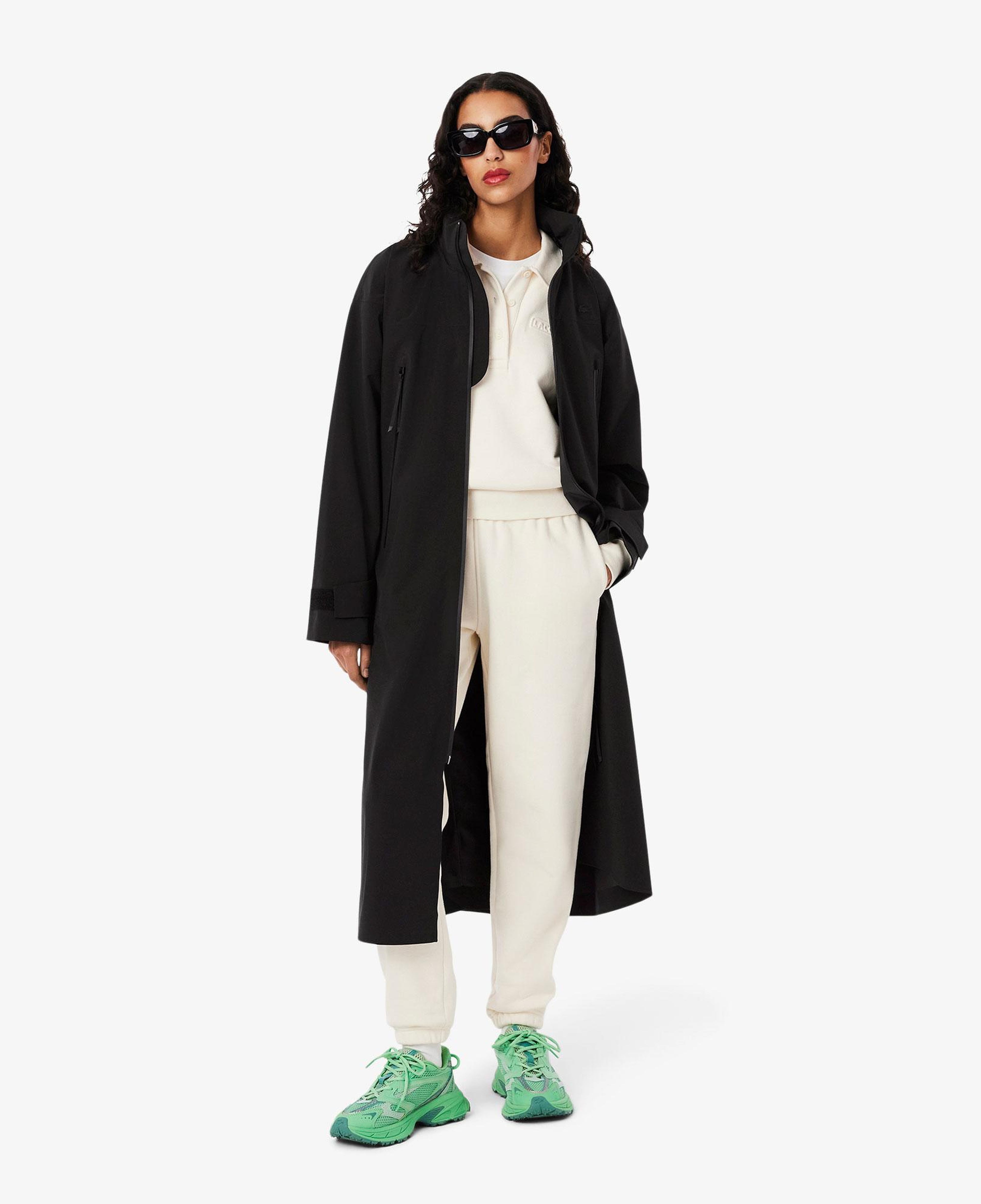 Kadın Oversize Fit Kapüşonlu Siyah Trençkot