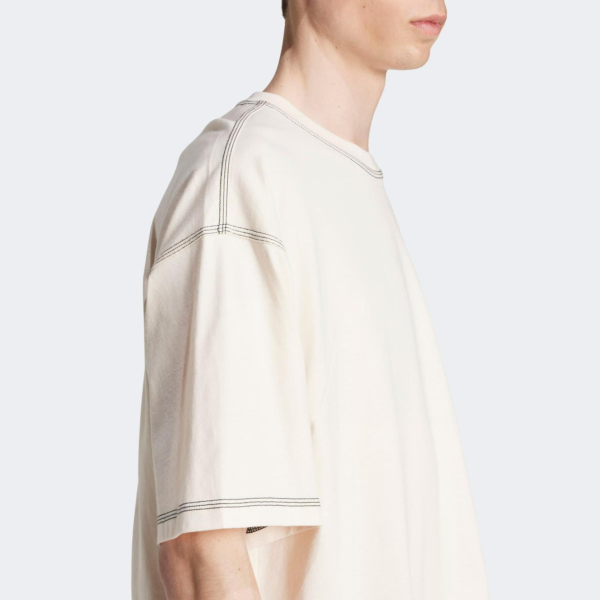 adidas Trefoil Essentials Erkek Beyaz Oversize T-Shirt