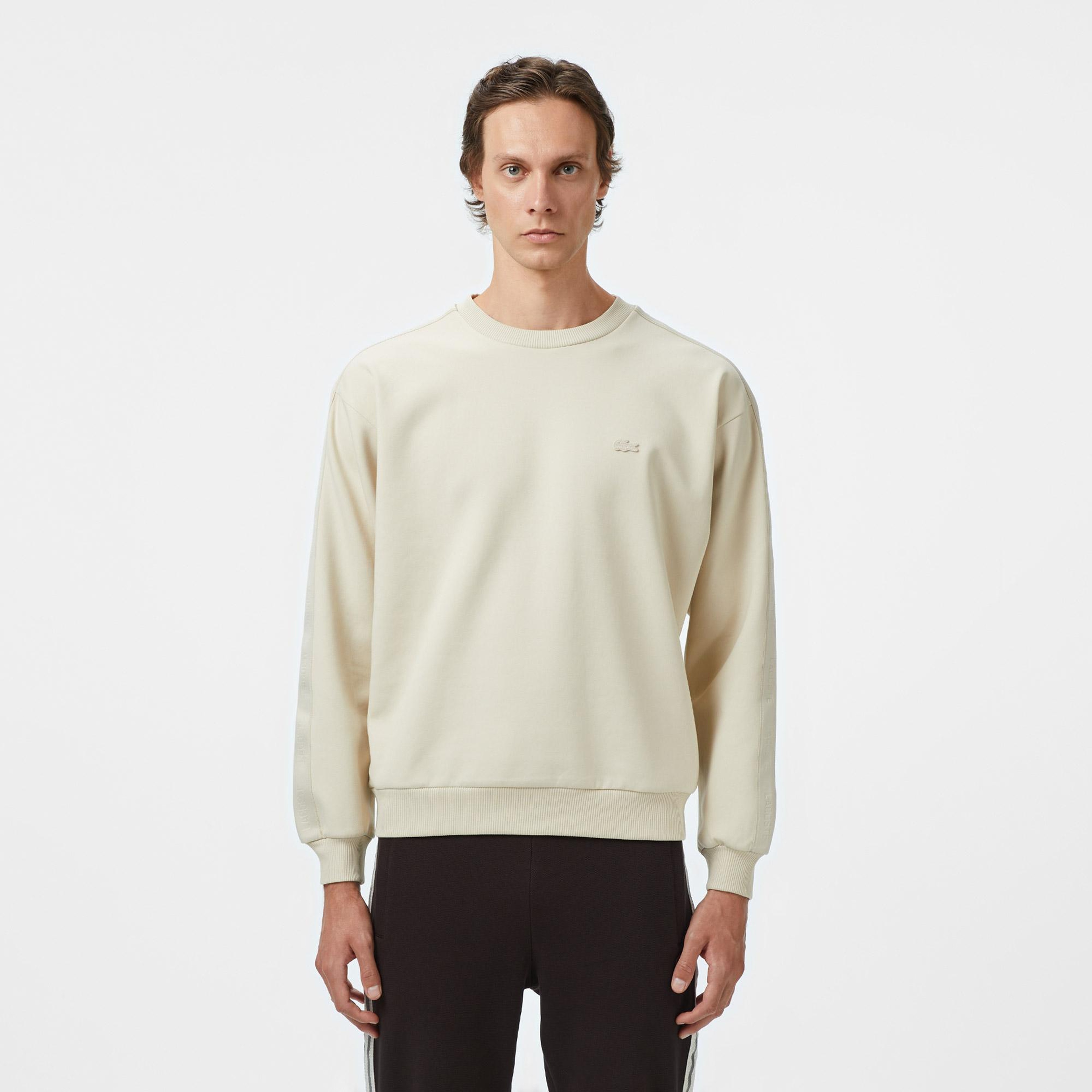 Lacoste Relaxed Fit Bisiklet Yaka Erkek Krem Sweatshirt