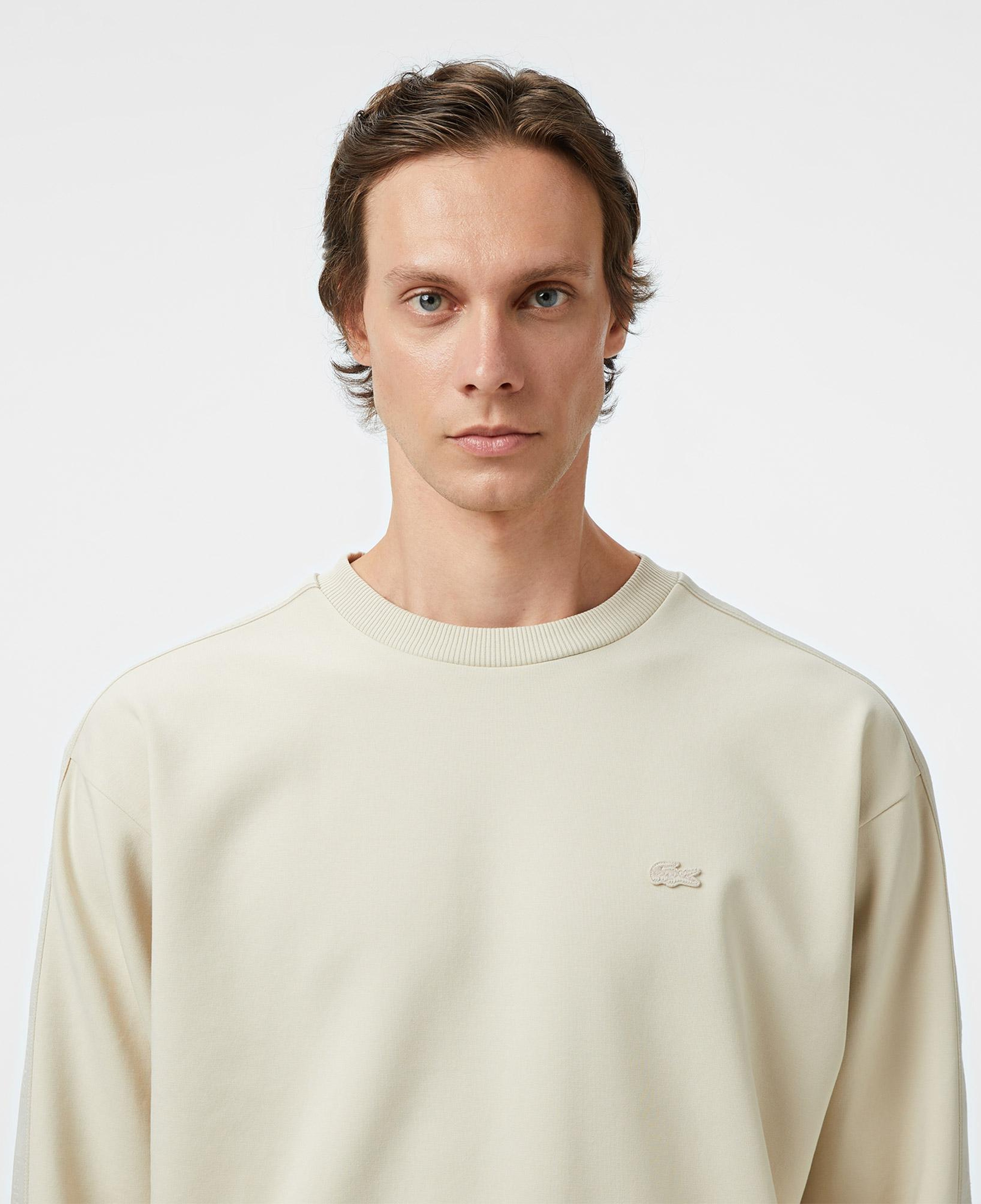 Lacoste Relaxed Fit Bisiklet Yaka Erkek Krem Sweatshirt