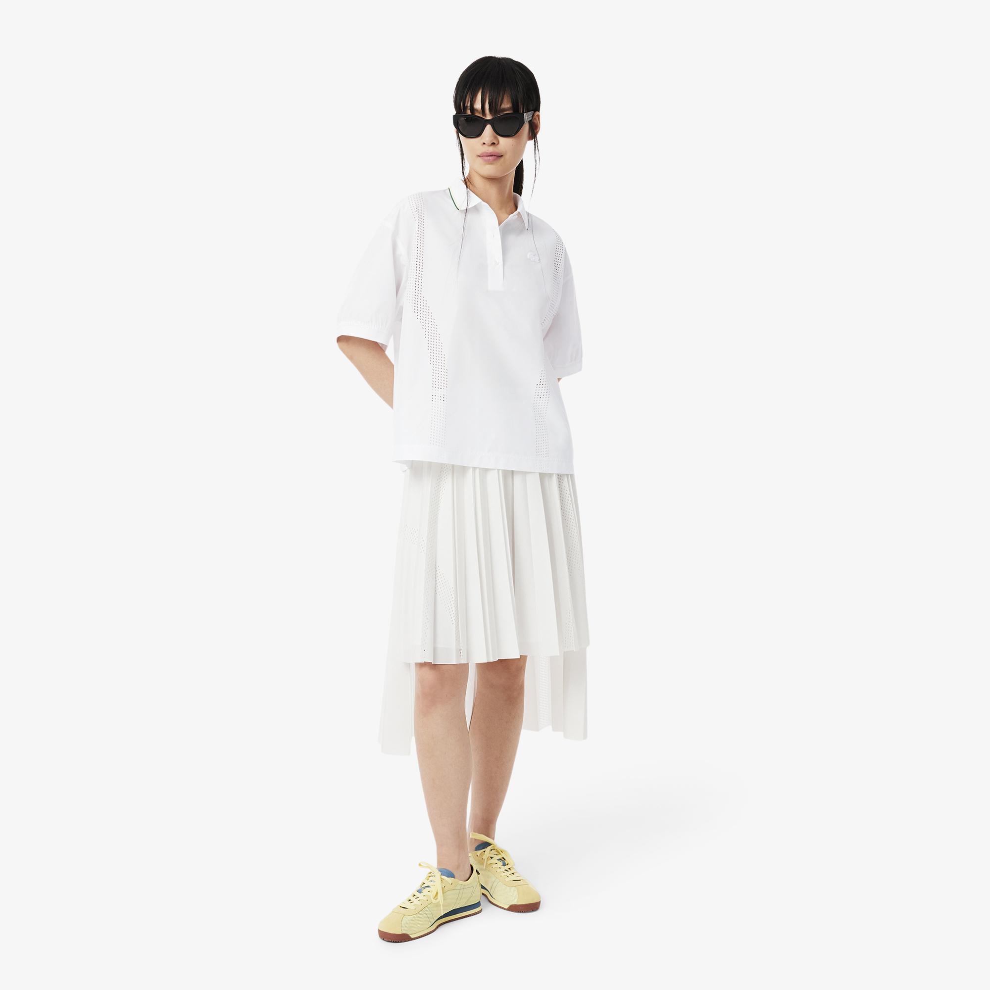 Lacoste Kadın Oversize Fit Kısa Kollu Beyaz Polo