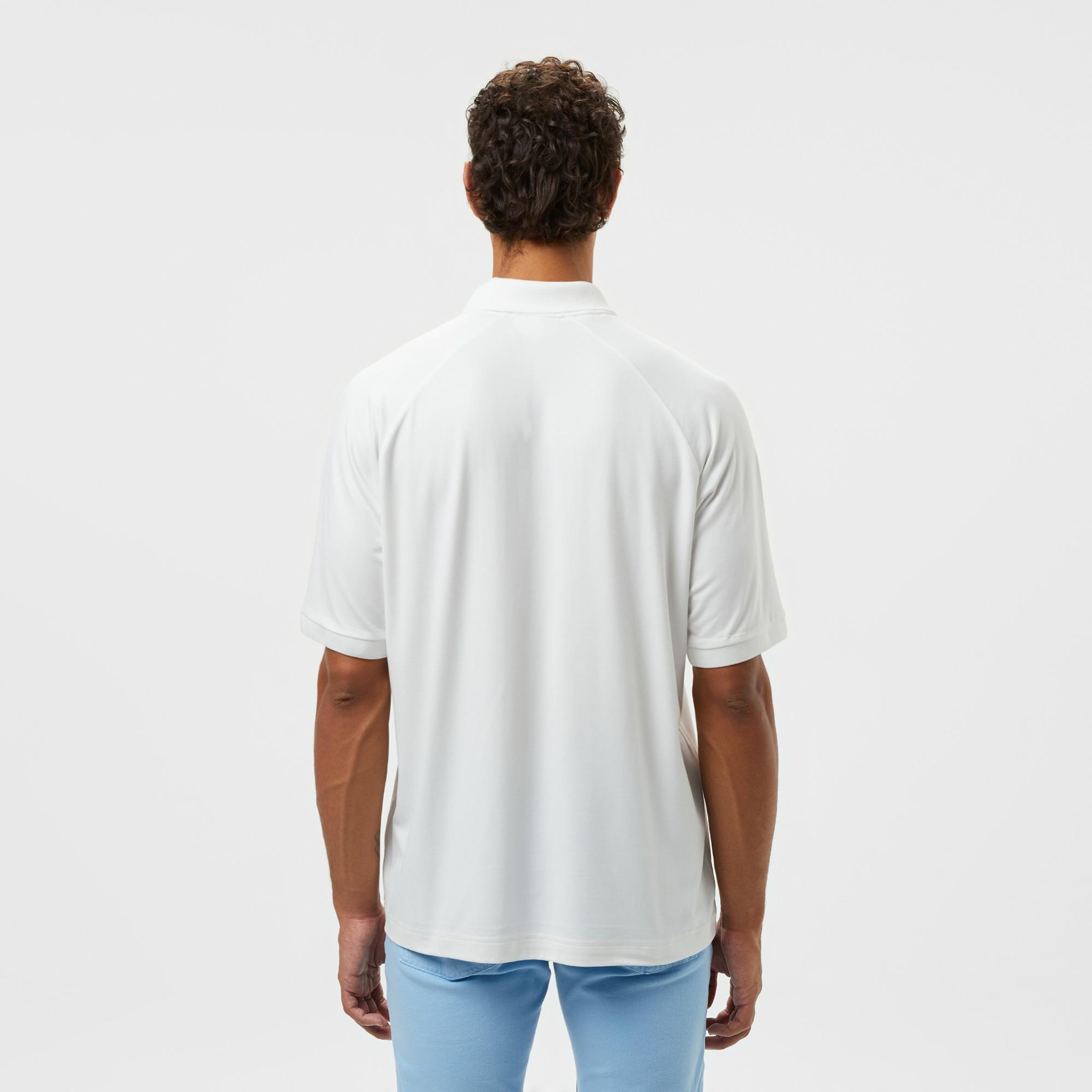 Erkek Oversize Fit Yarım Fermuarlı Beyaz Polo