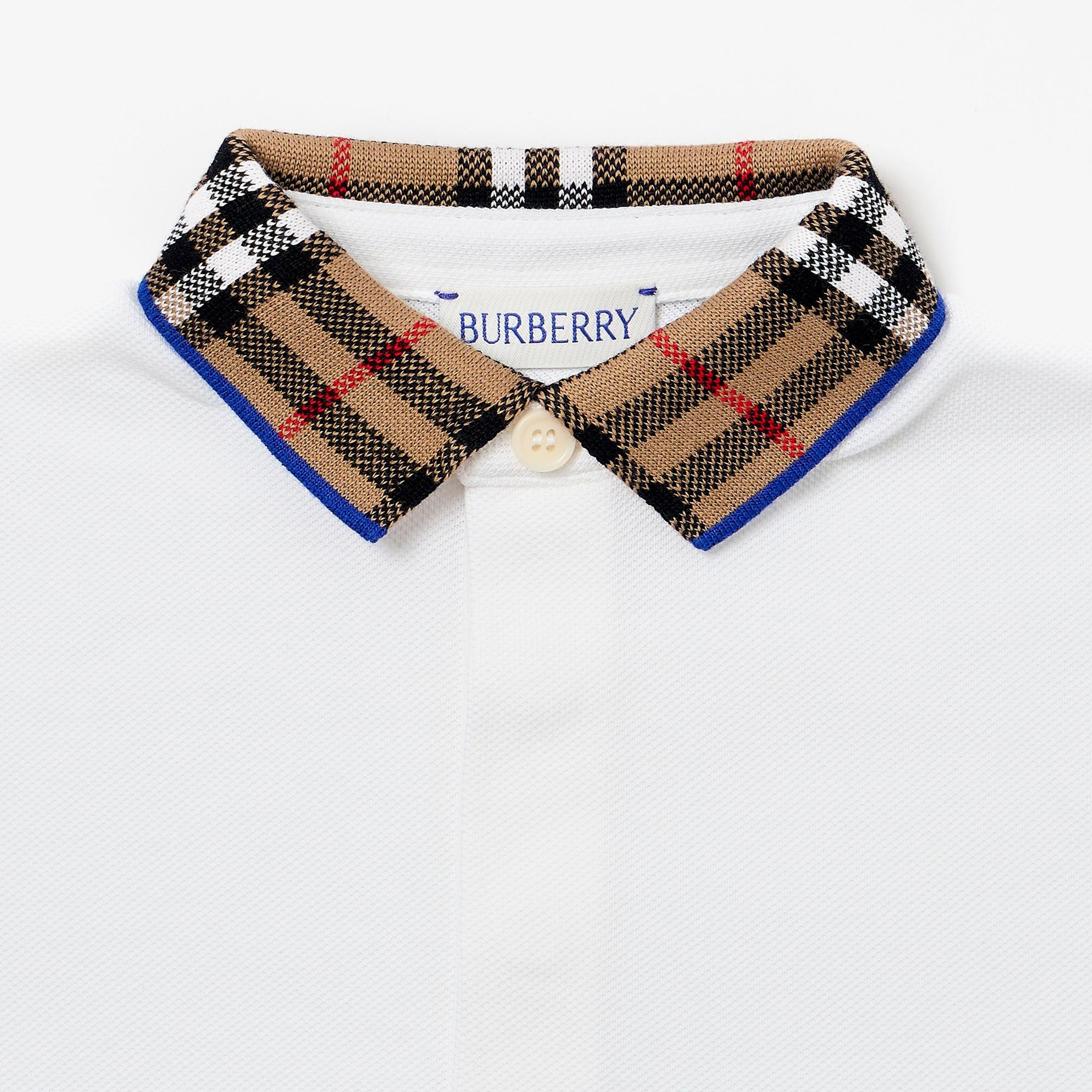 Burberry Check Yaka Detaylı Pamuklu Çocuk Beyaz Polo