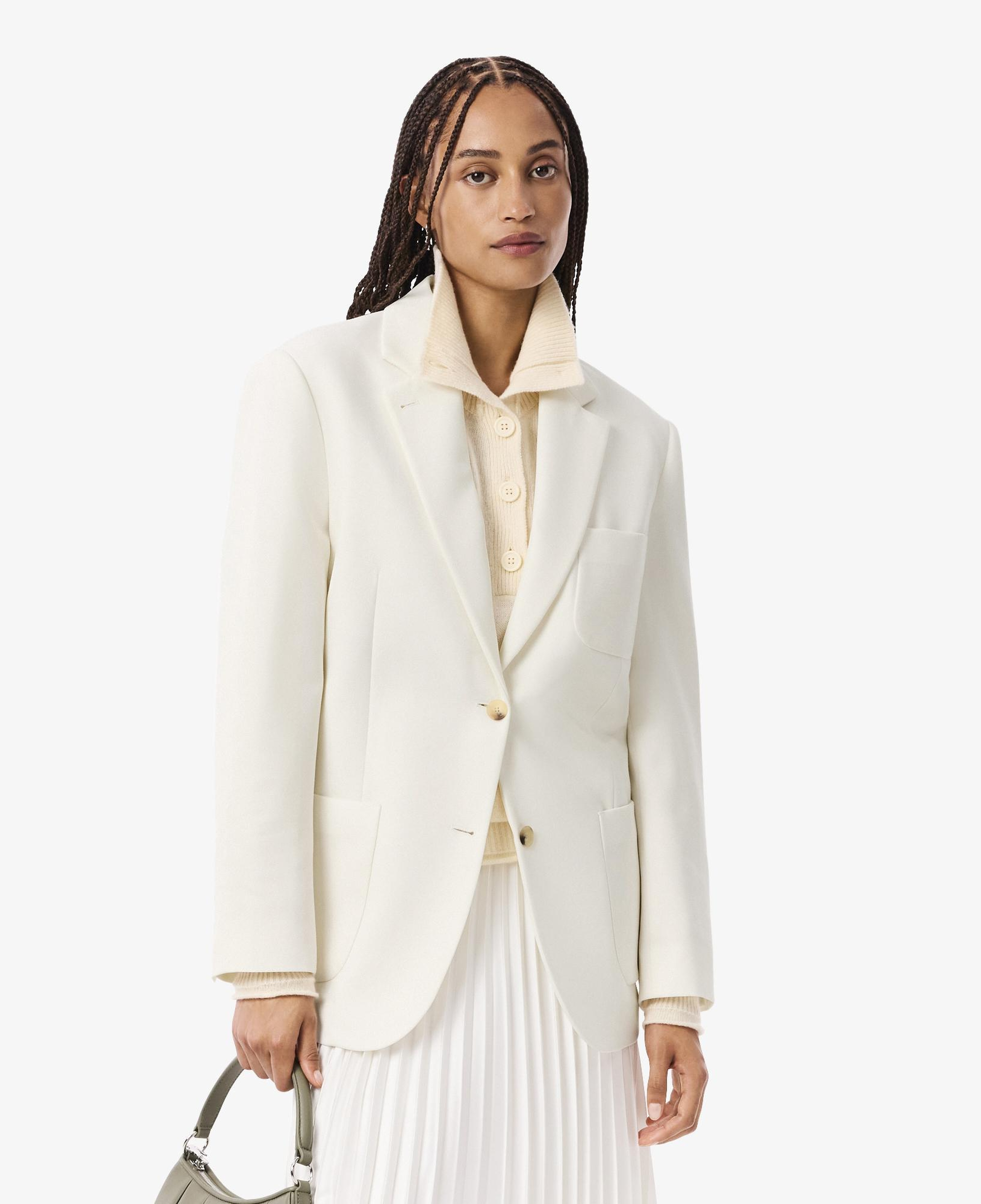 Lacoste Kadın Relaxed Fit Krem Yün Karışımlı Blazer