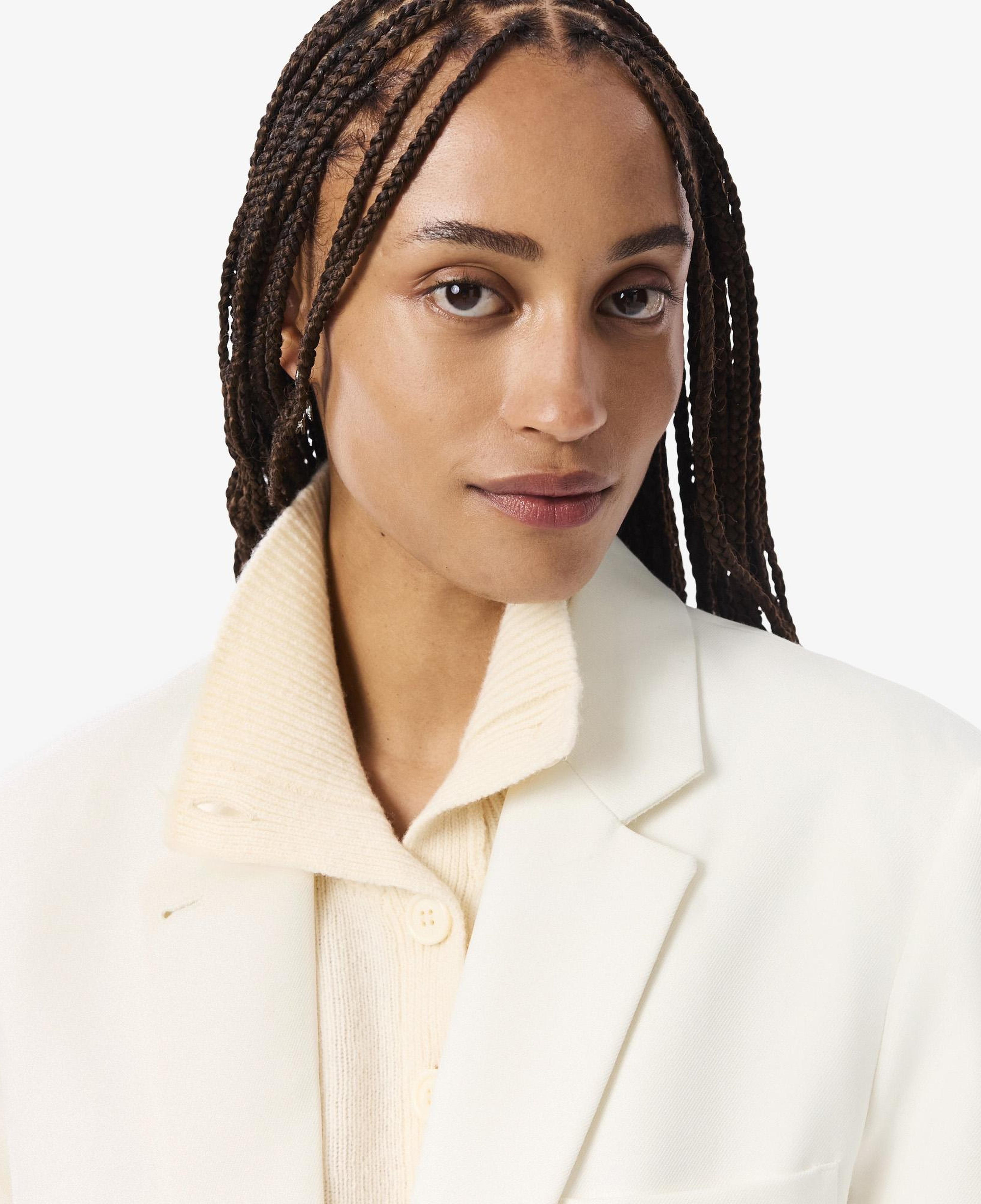 Lacoste Kadın Relaxed Fit Krem Yün Karışımlı Blazer