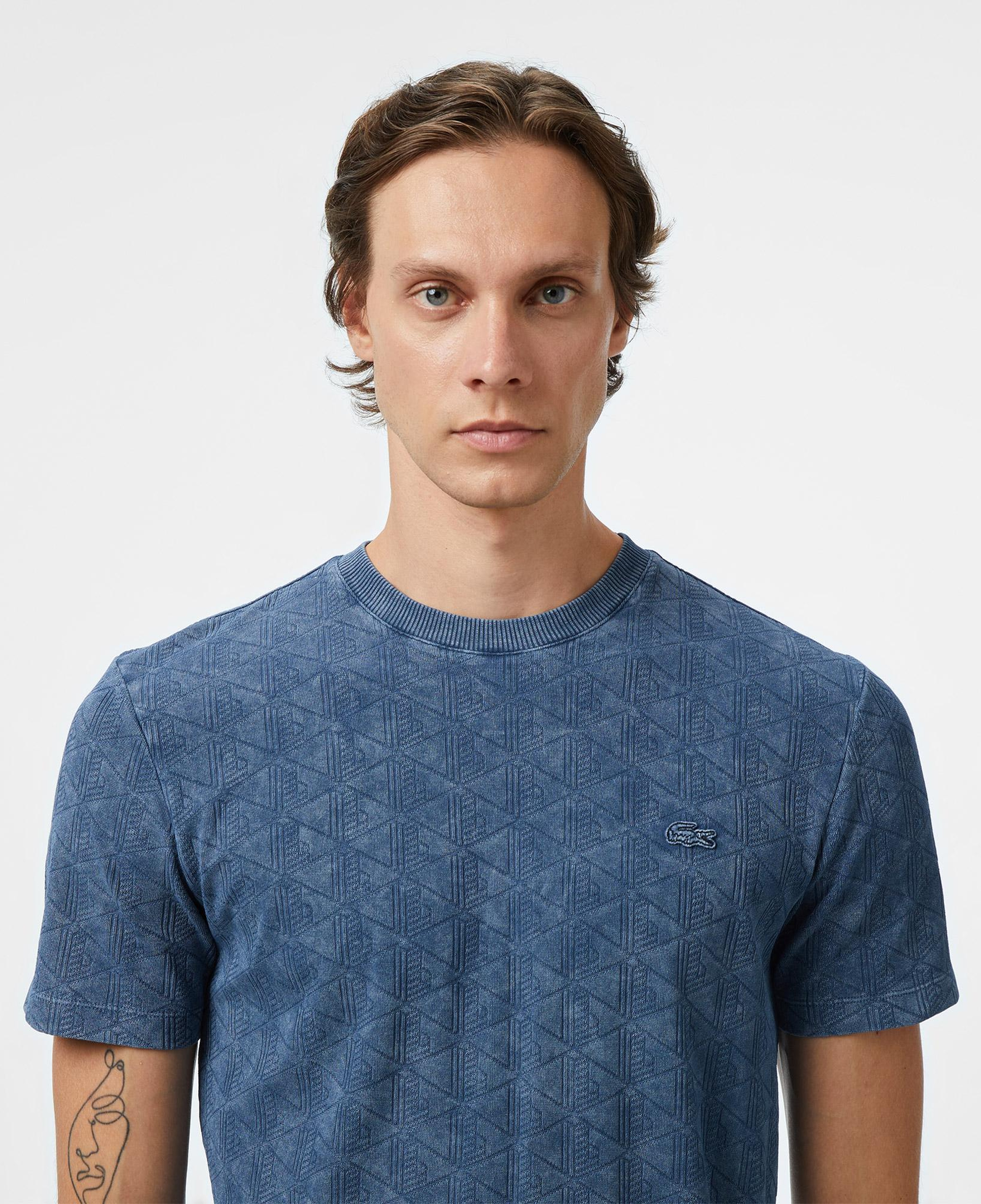 Erkek Regular Fit Bisiklet Yaka Monogram Lacivert T-Shirt