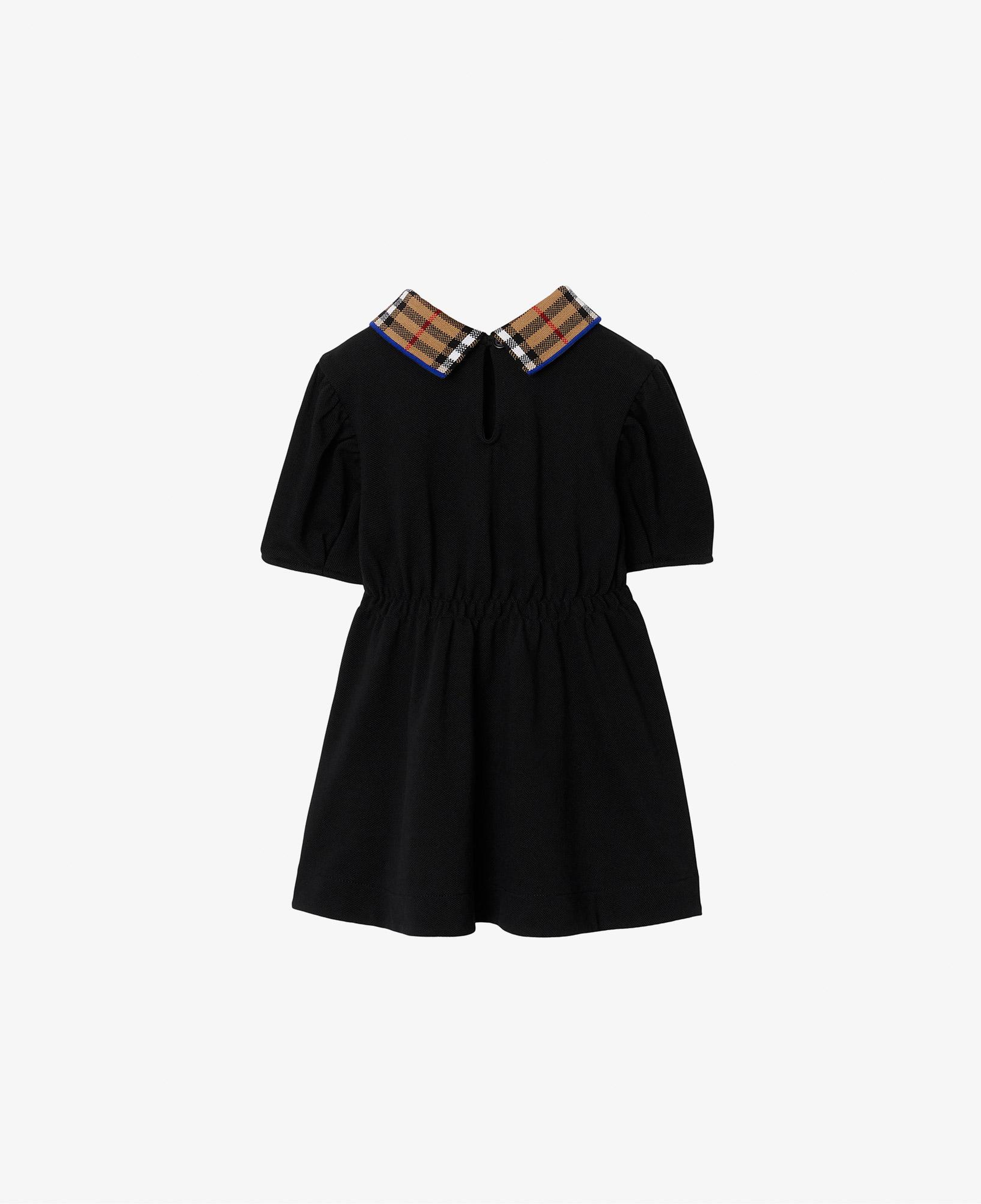 Burberry Check Collar Pamuklu Çocuk Siyah Elbise