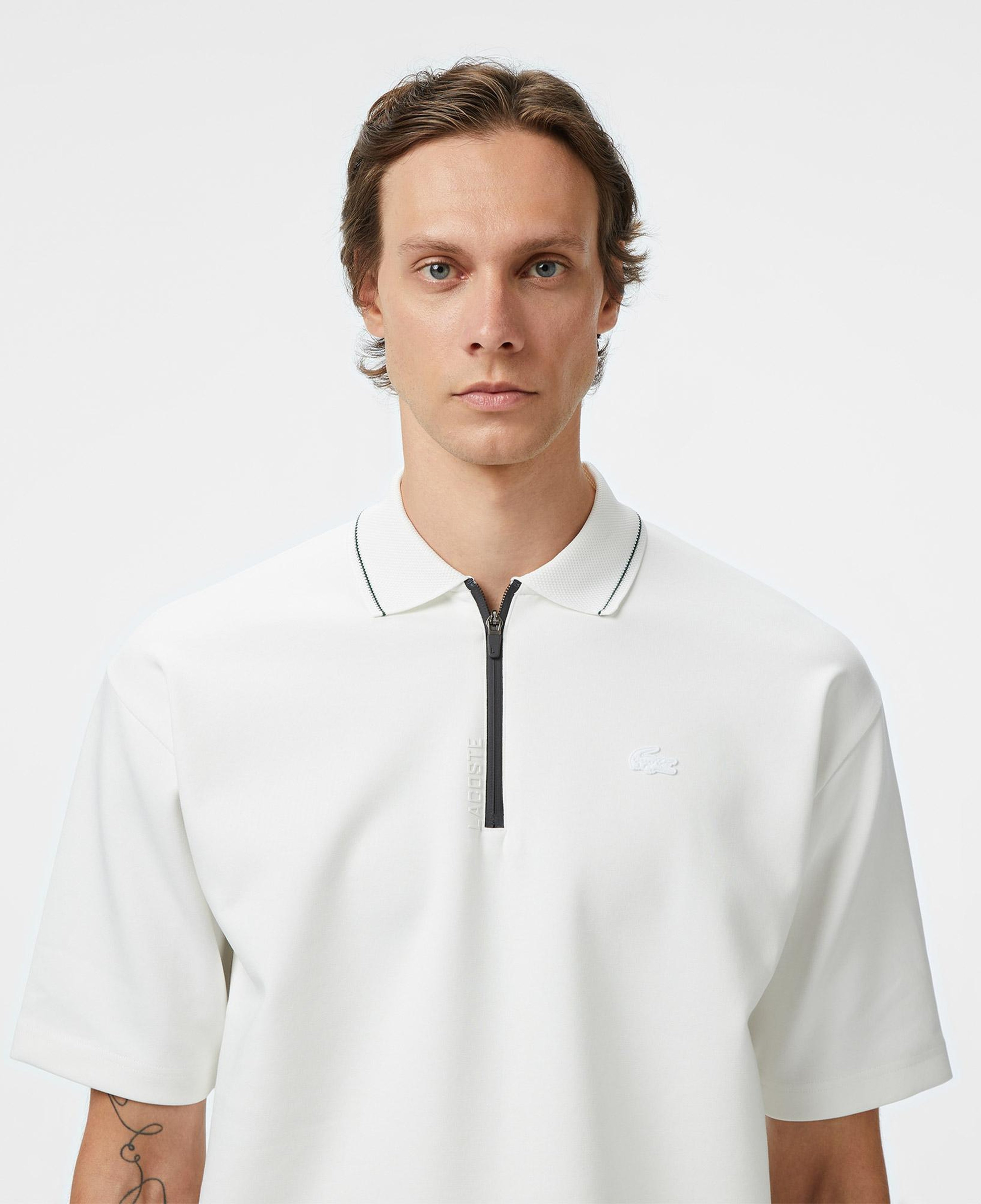 Erkek Oversize Fit Beyaz Polo
