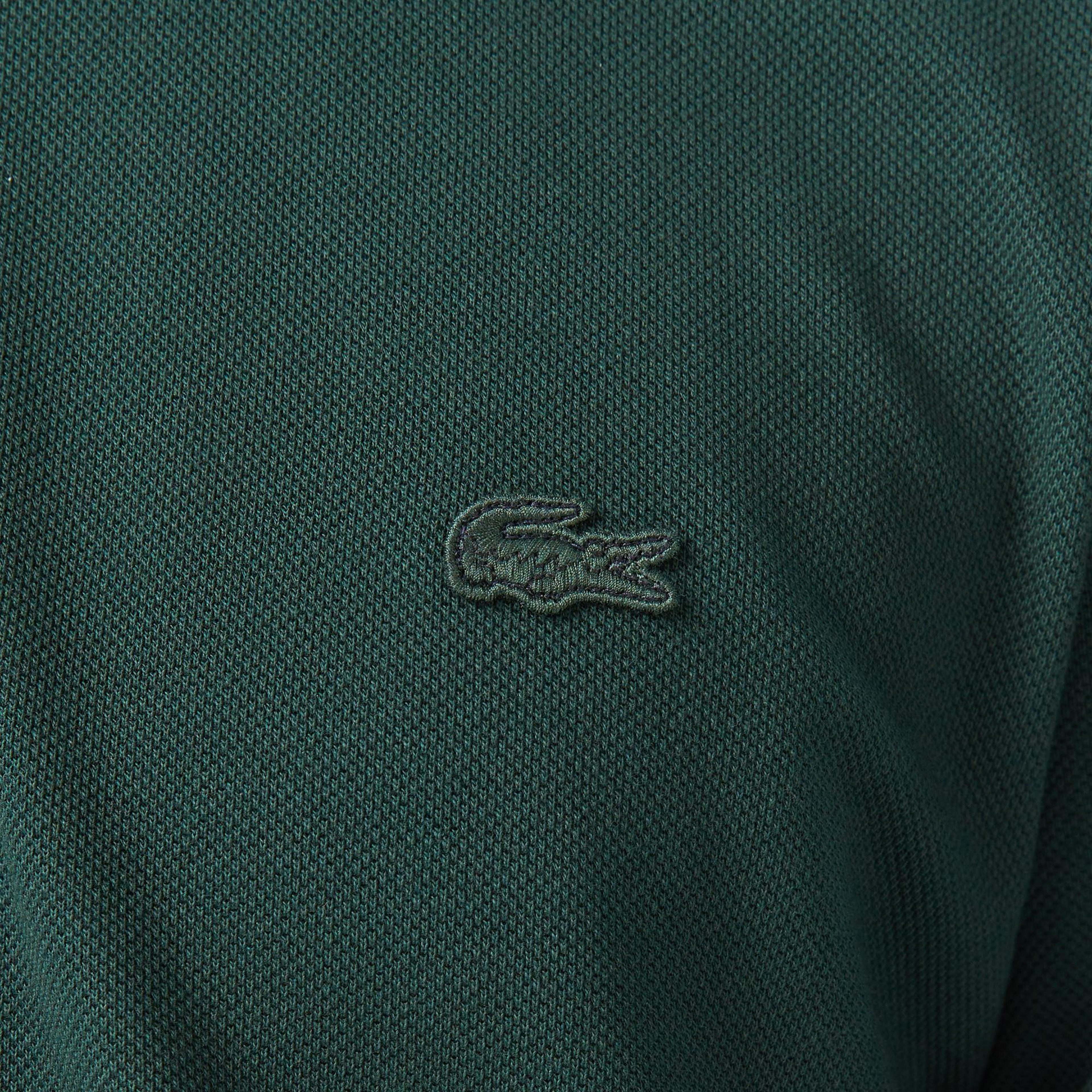 Erkek Regular Fit Uzun Kollu Koyu Yeşil Polo