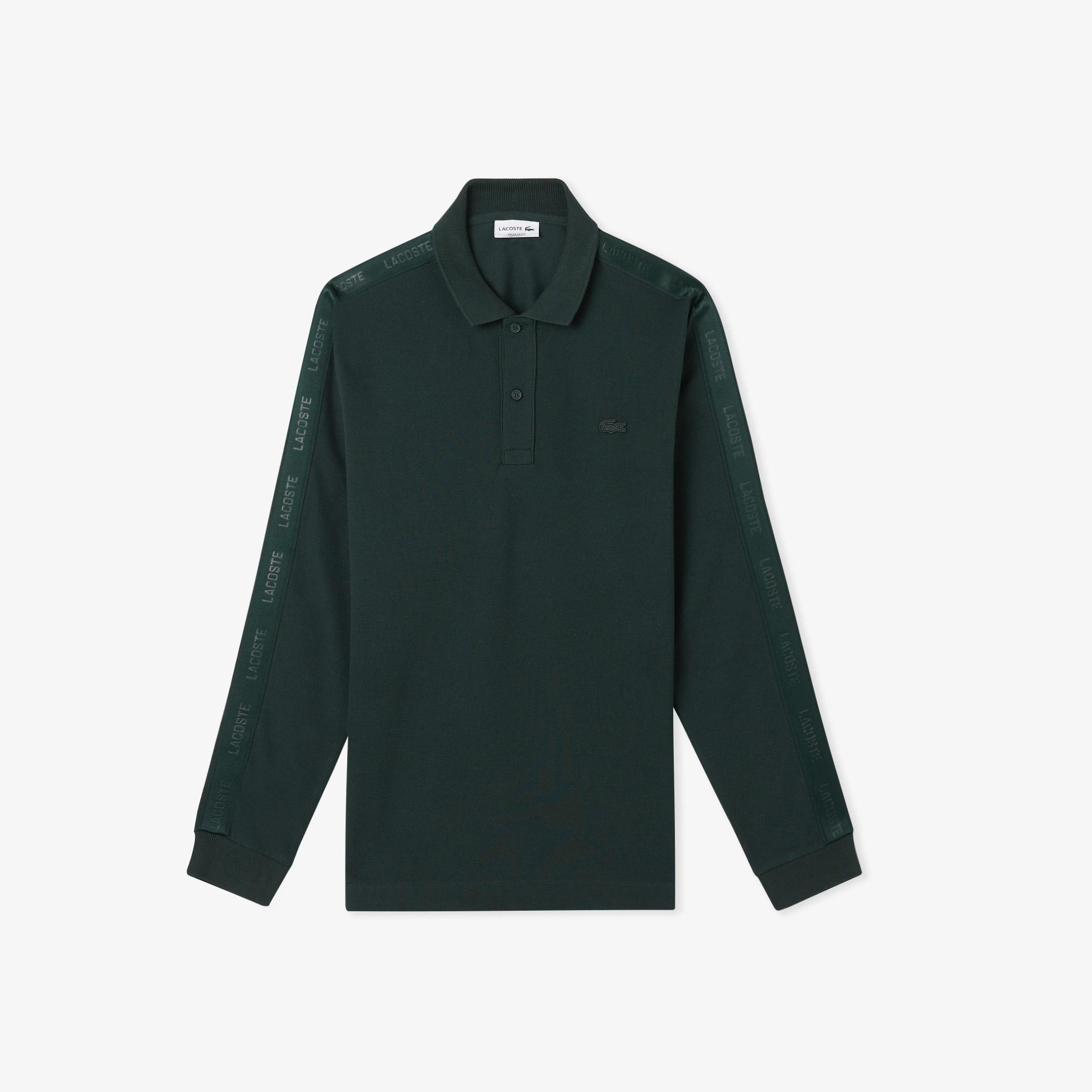 Erkek Regular Fit Uzun Kollu Koyu Yeşil Polo