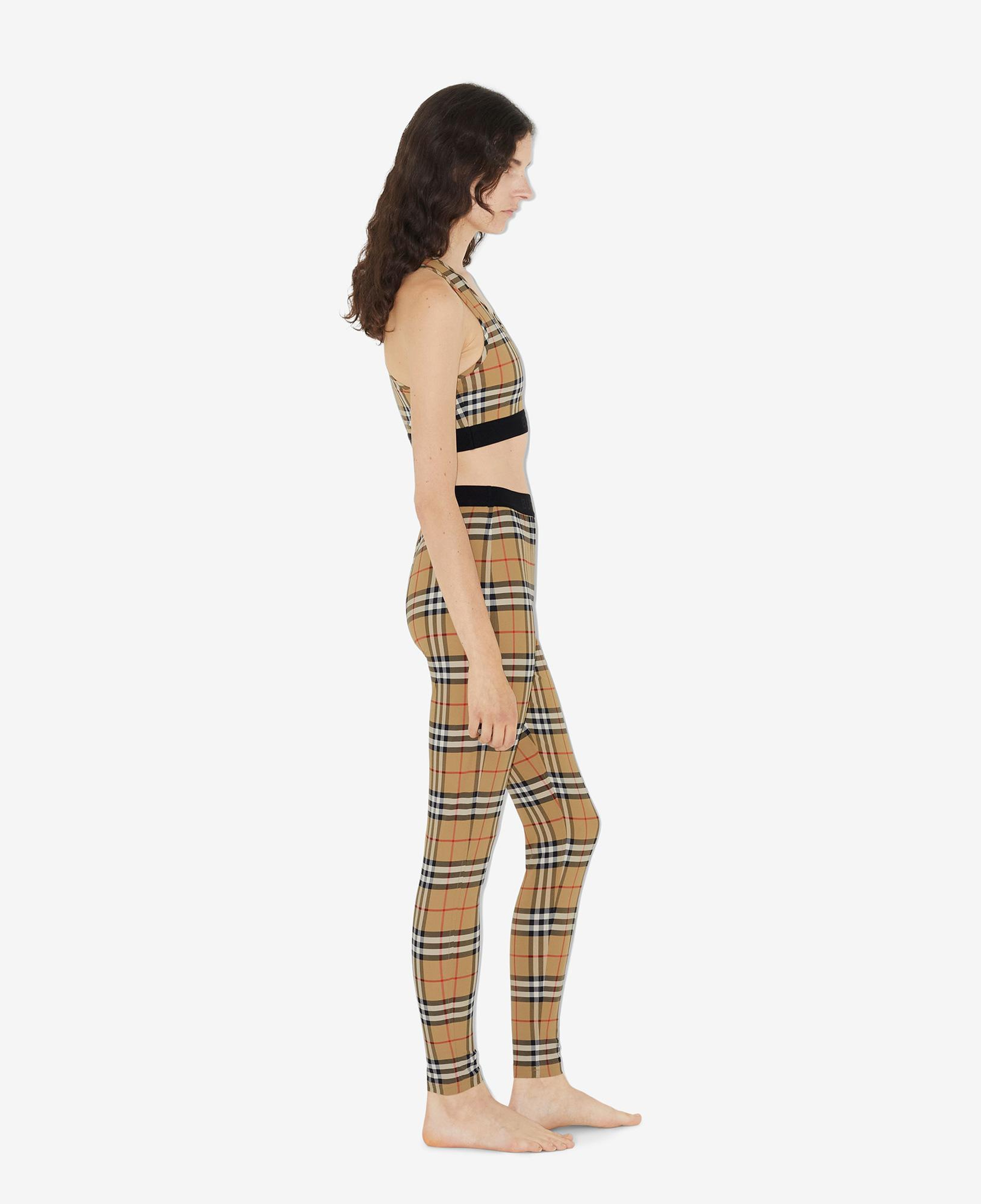 Burberry Check Stretch Jersey Kadın Bej Tayt