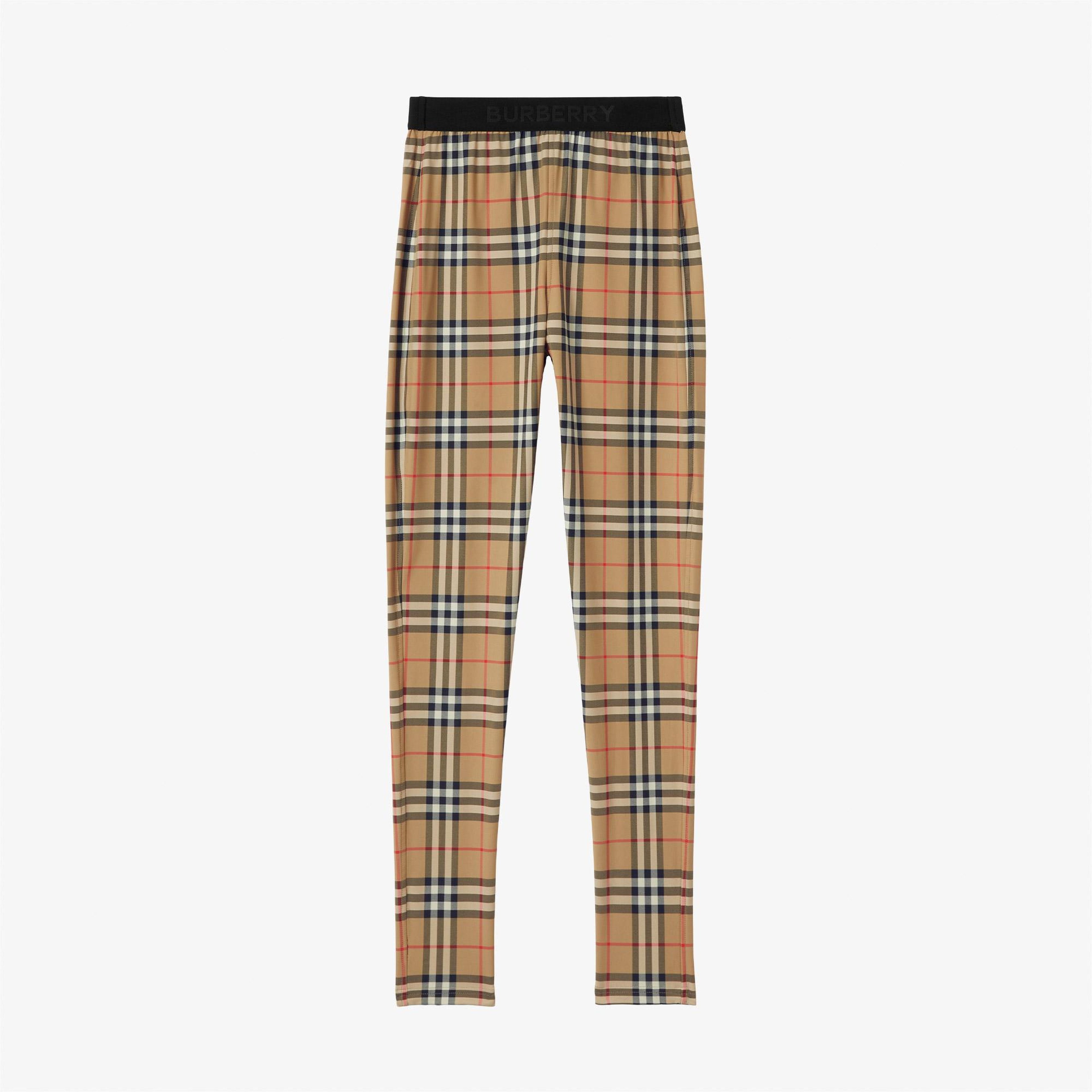 Burberry Check Stretch Jersey Kadın Bej Tayt