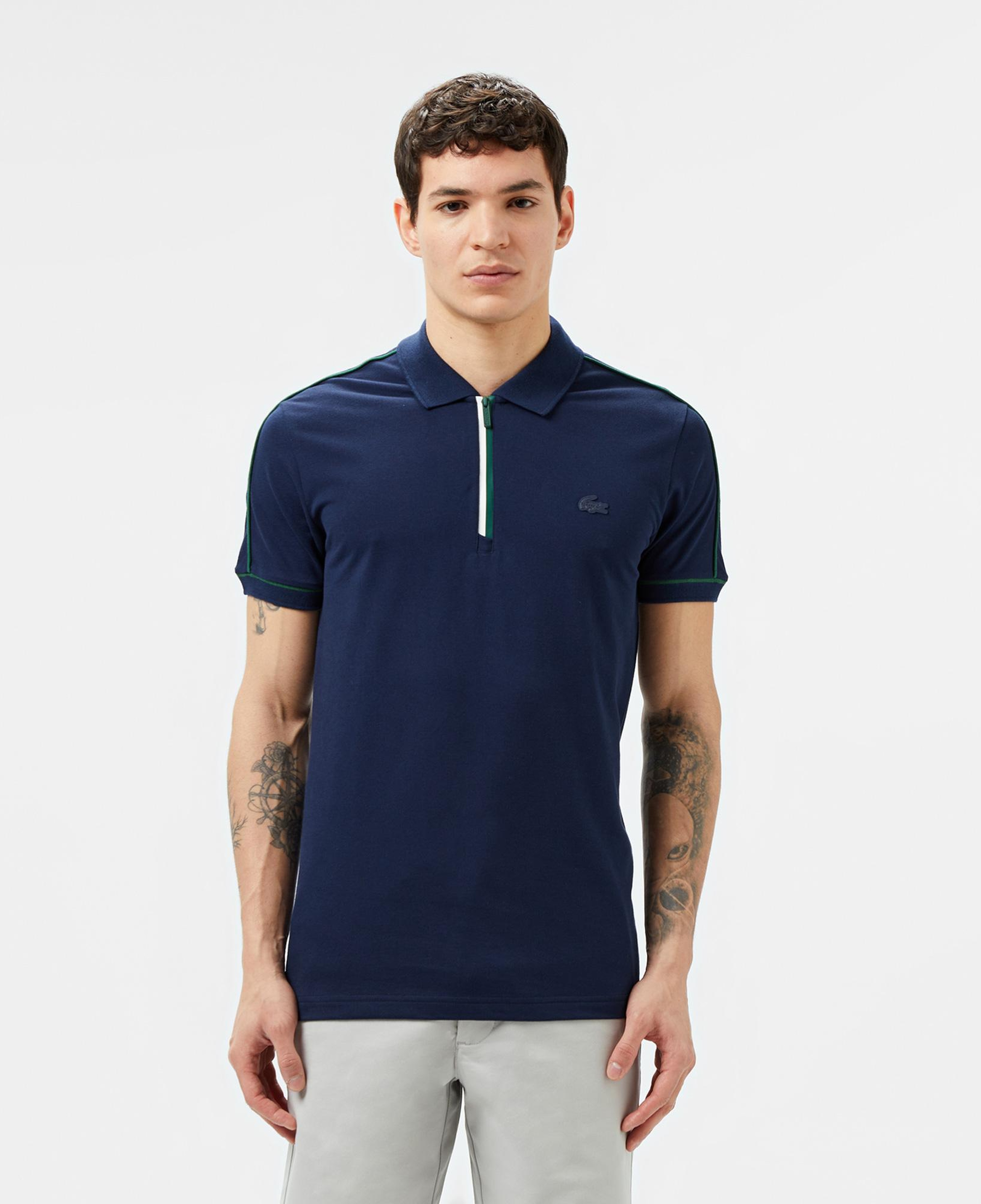 Erkek Slim Fit Yarım Fermuarlı Lacivert Polo