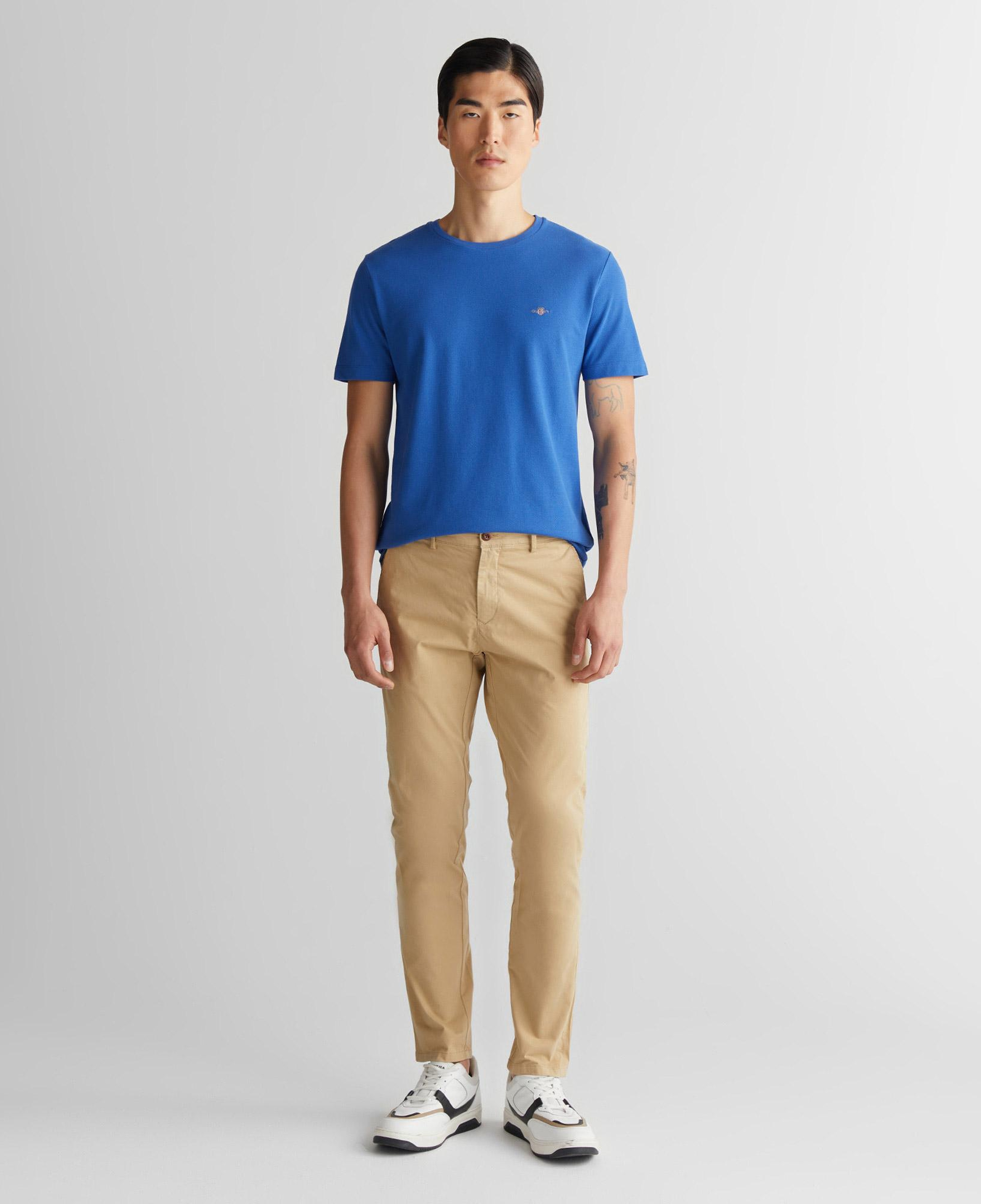GANT Erkek Mavi Slim Fit Bisiklet Yaka T-Shirt