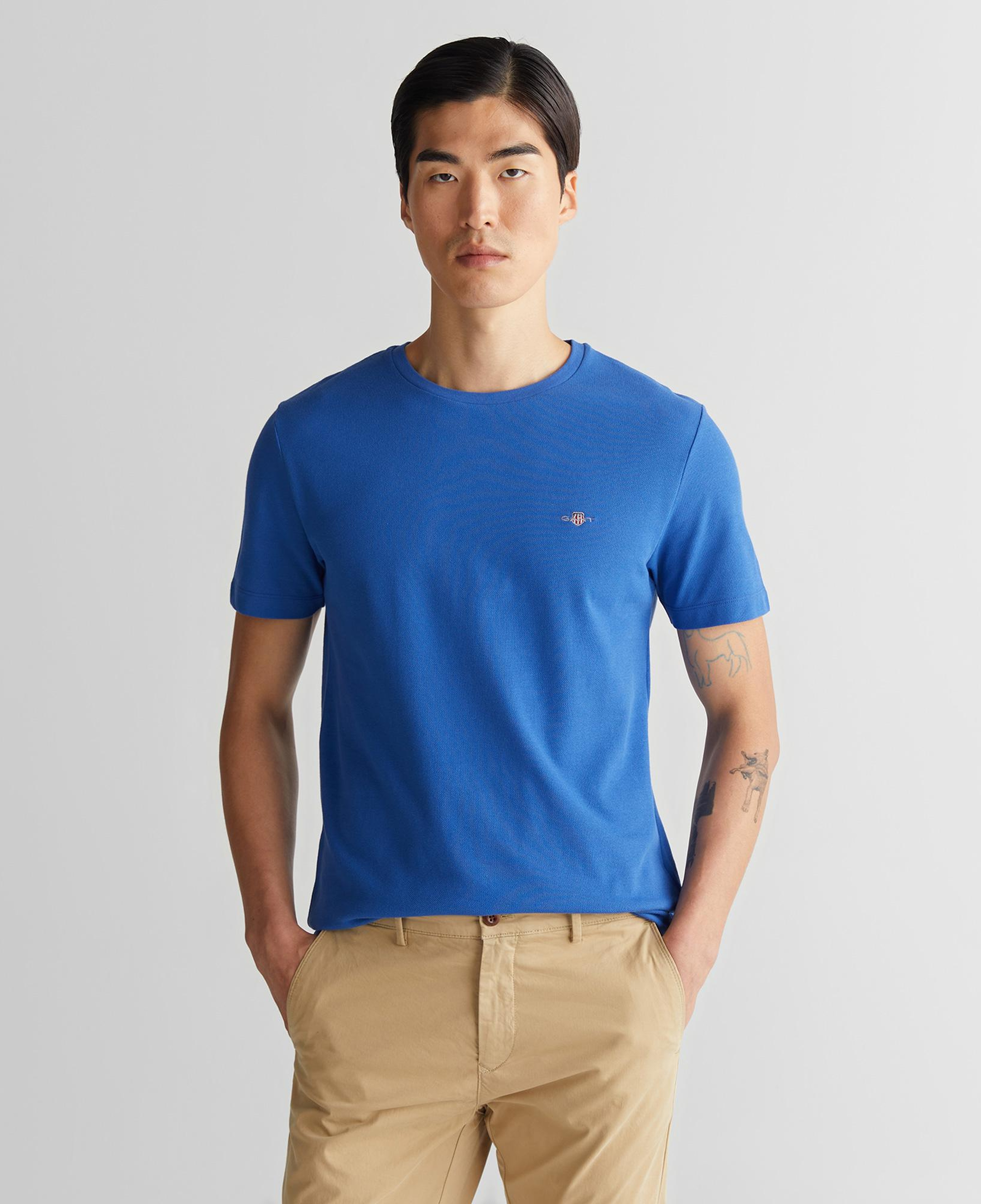 GANT Erkek Mavi Slim Fit Bisiklet Yaka T-Shirt