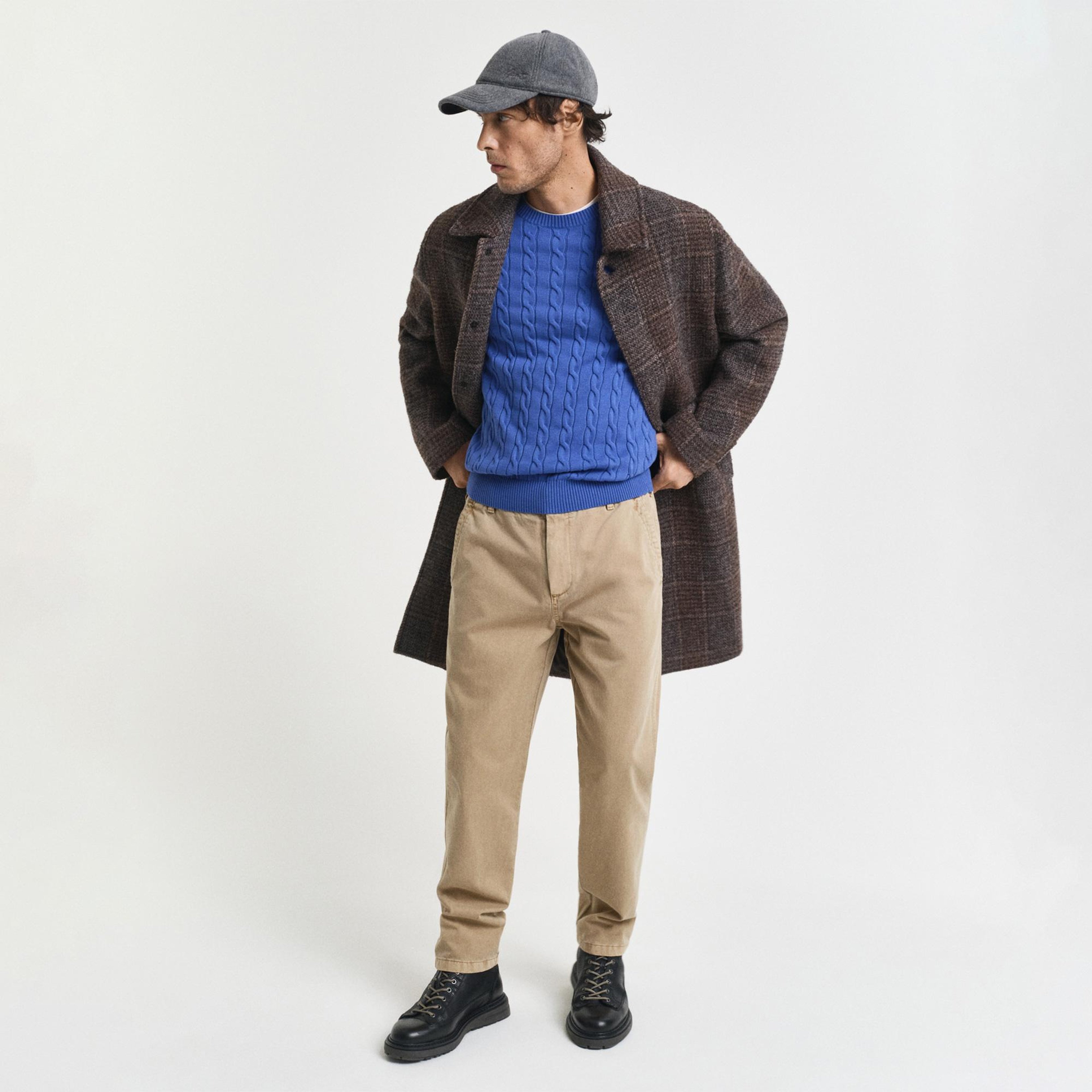 GANT Erkek Mavi Regular Fit Bisiklet Yaka Örgü Kazak