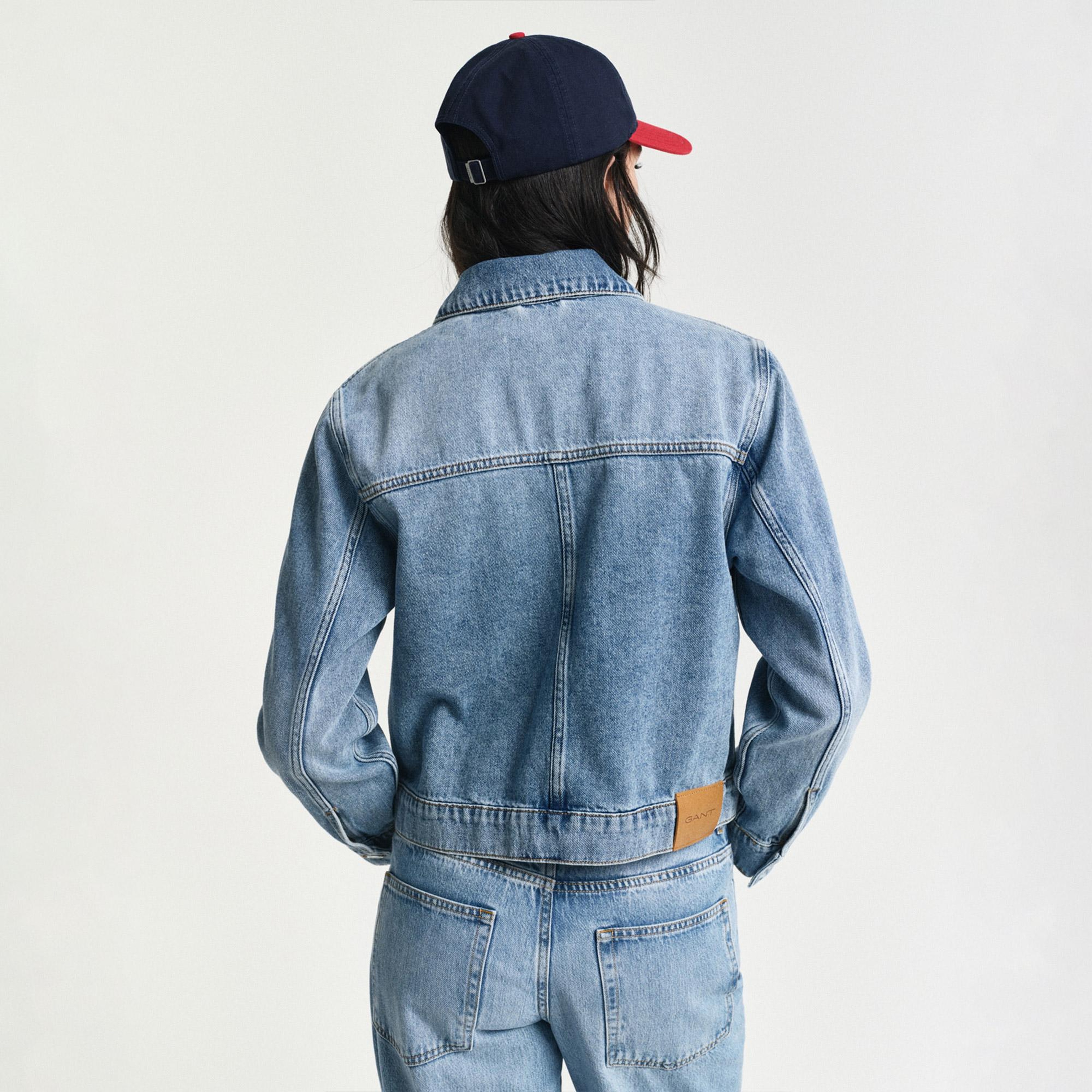 GANT Kadın Mavi Regular Fit Klasik Yaka Denim Ceket