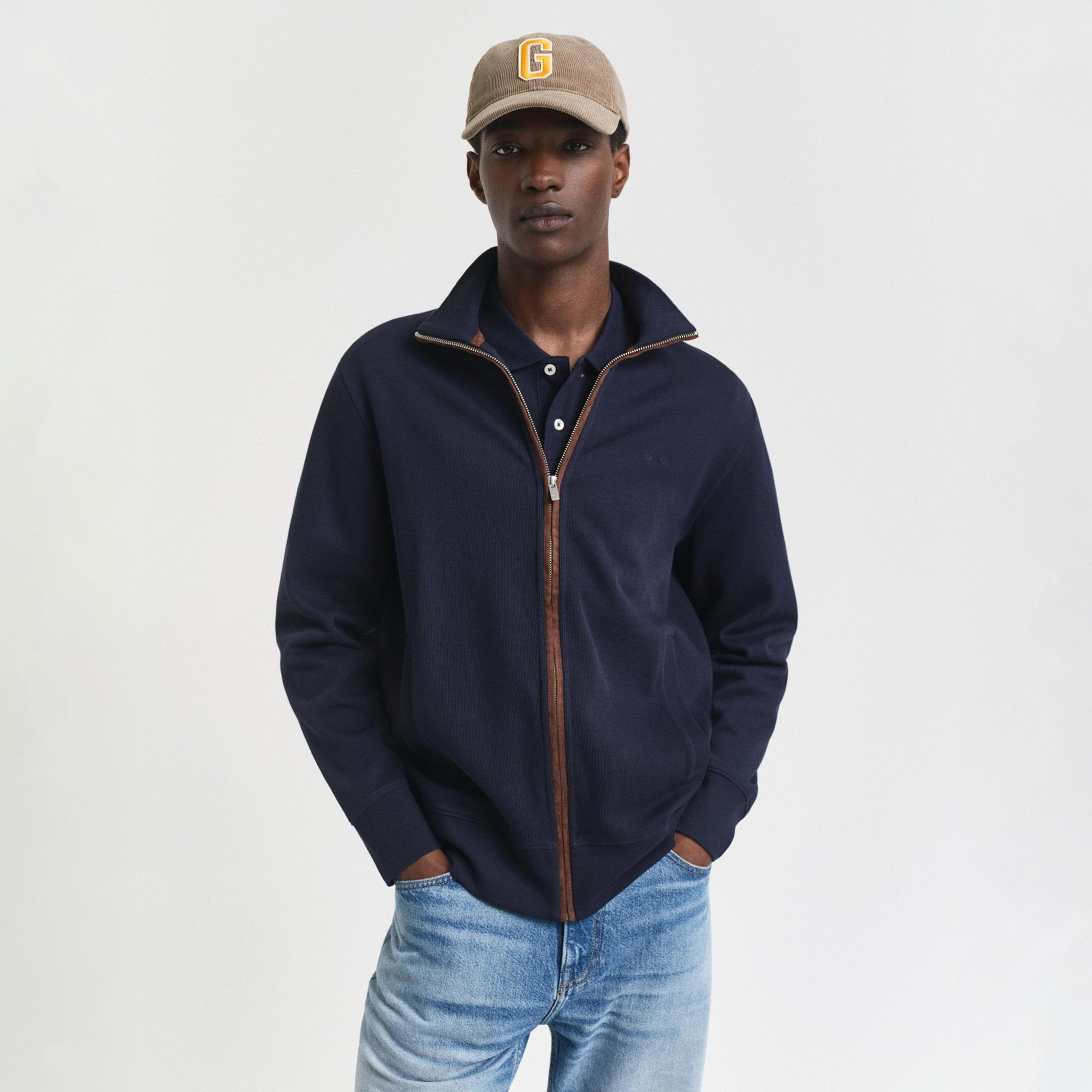 GANT Erkek Lacivert Regular Fit Fermuarlı Hırka