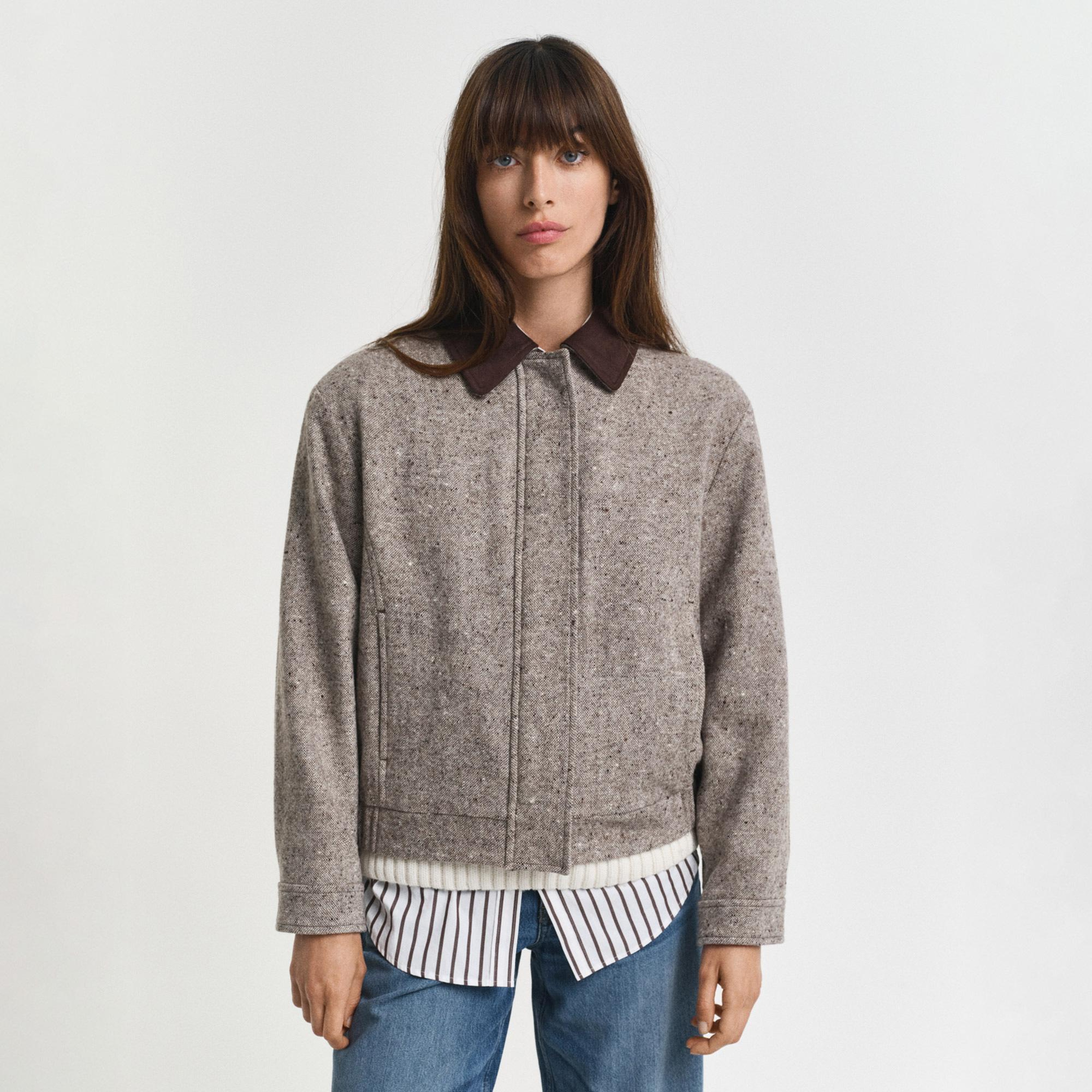 GANT Kadın Kahverengi Regular Fit Yün Ceket