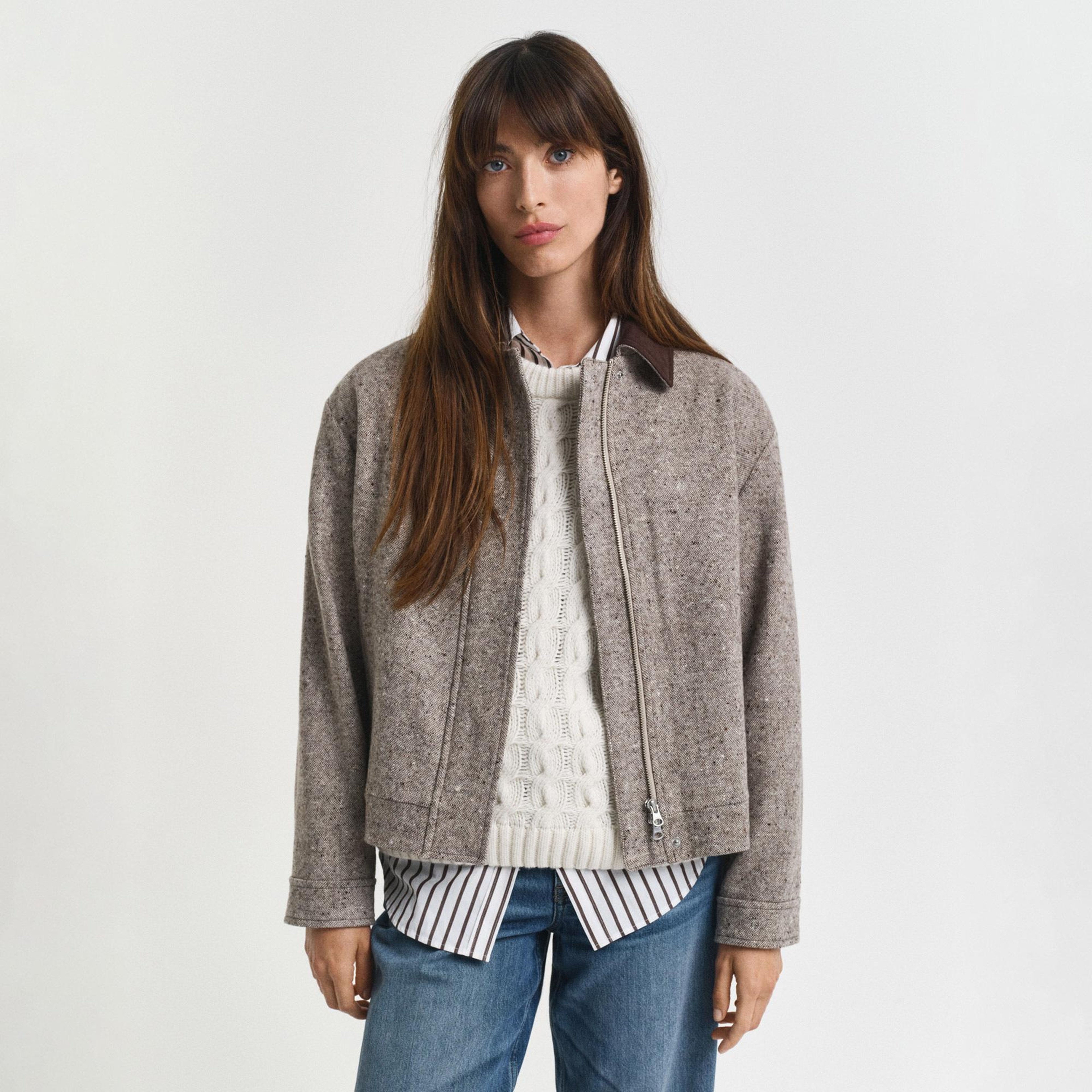 GANT Kadın Kahverengi Regular Fit Yün Ceket