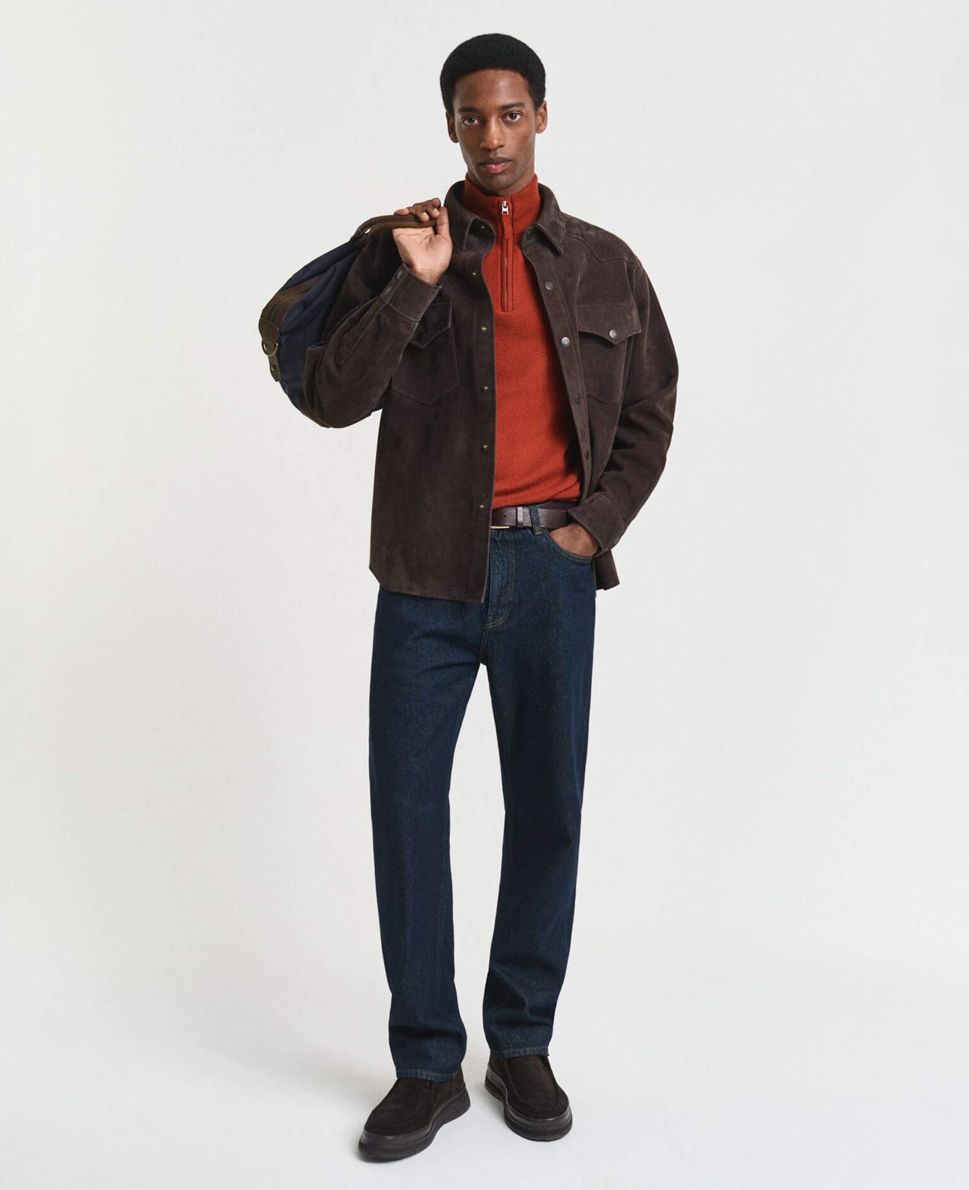 GANT Erkek Kırmızı Regular Fit Yarım Fermuarlı Yün Kazak