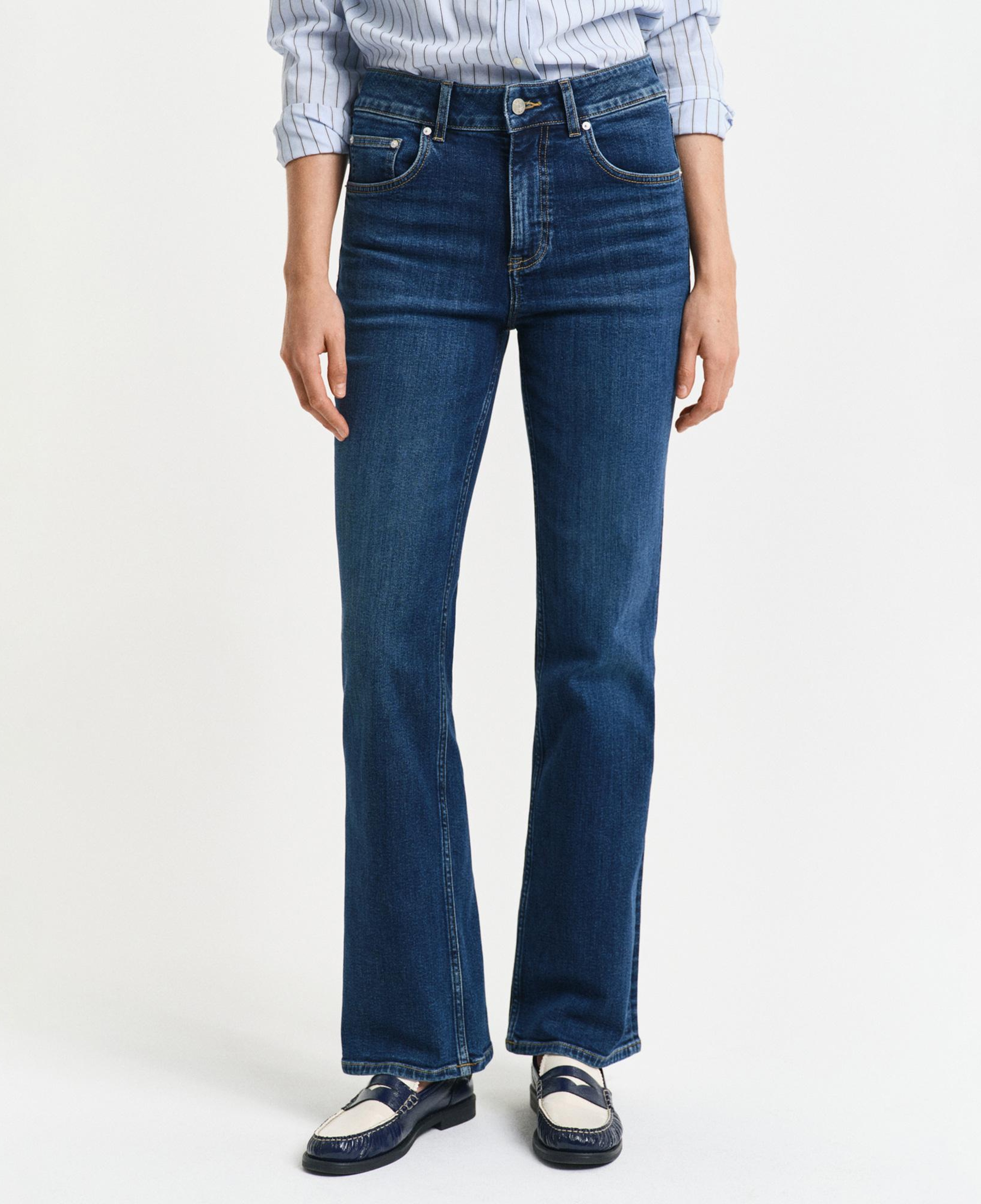 GANT Kadın Lacivert Slim Fit Flare Jean Pantolon