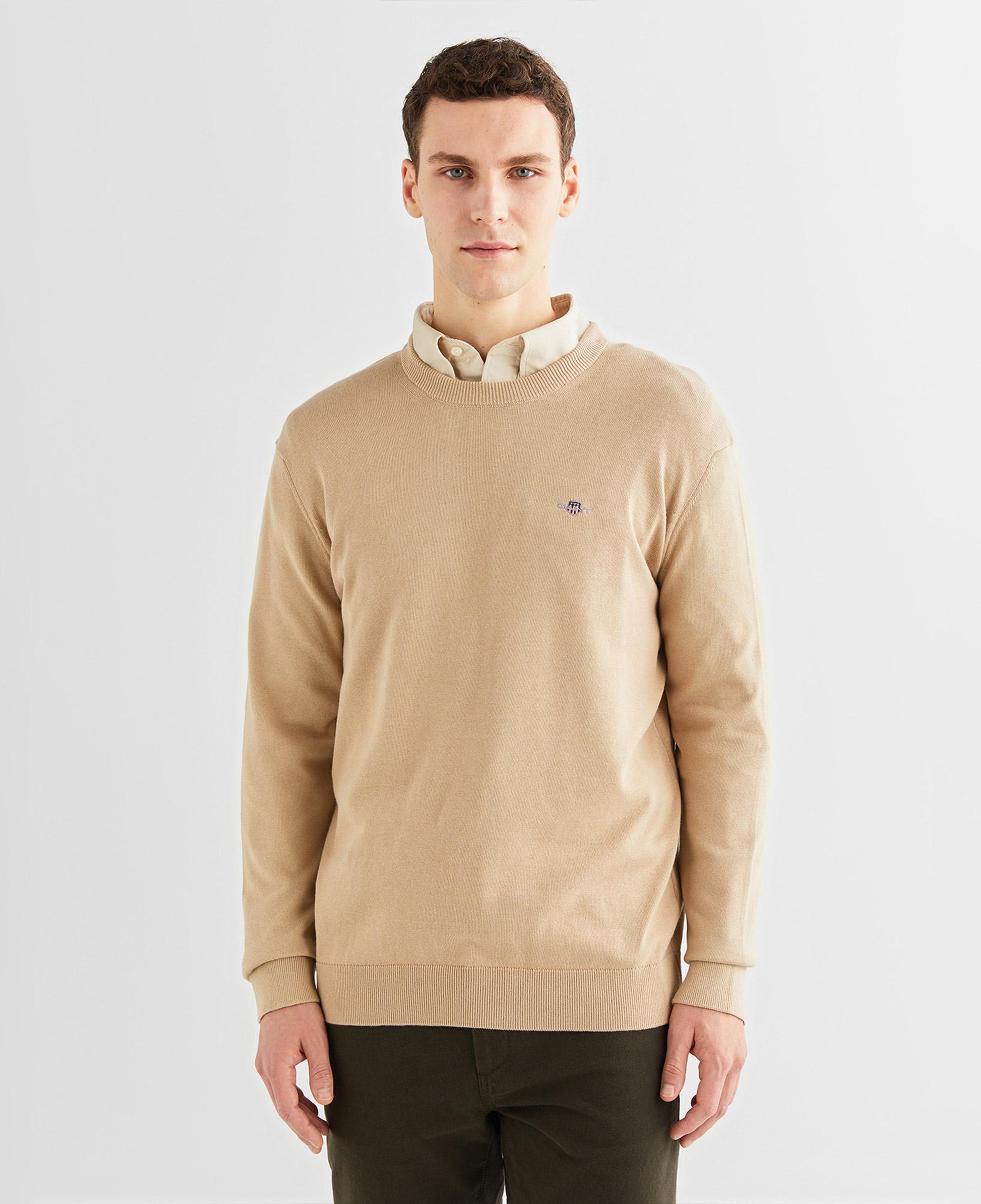 GANT Erkek Bej Regular Fit Bisiklet Yaka Kazak