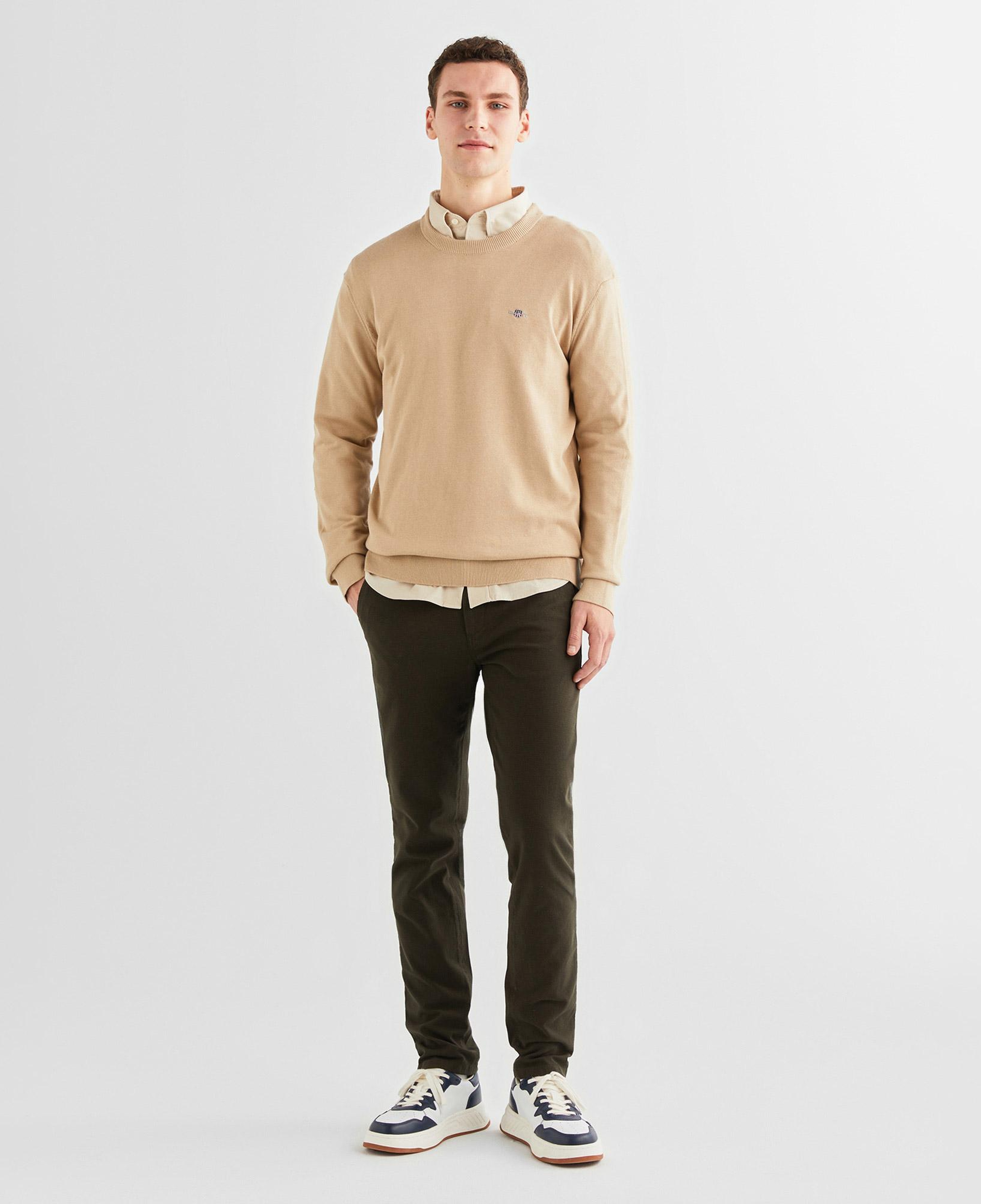 GANT Erkek Bej Regular Fit Bisiklet Yaka Kazak