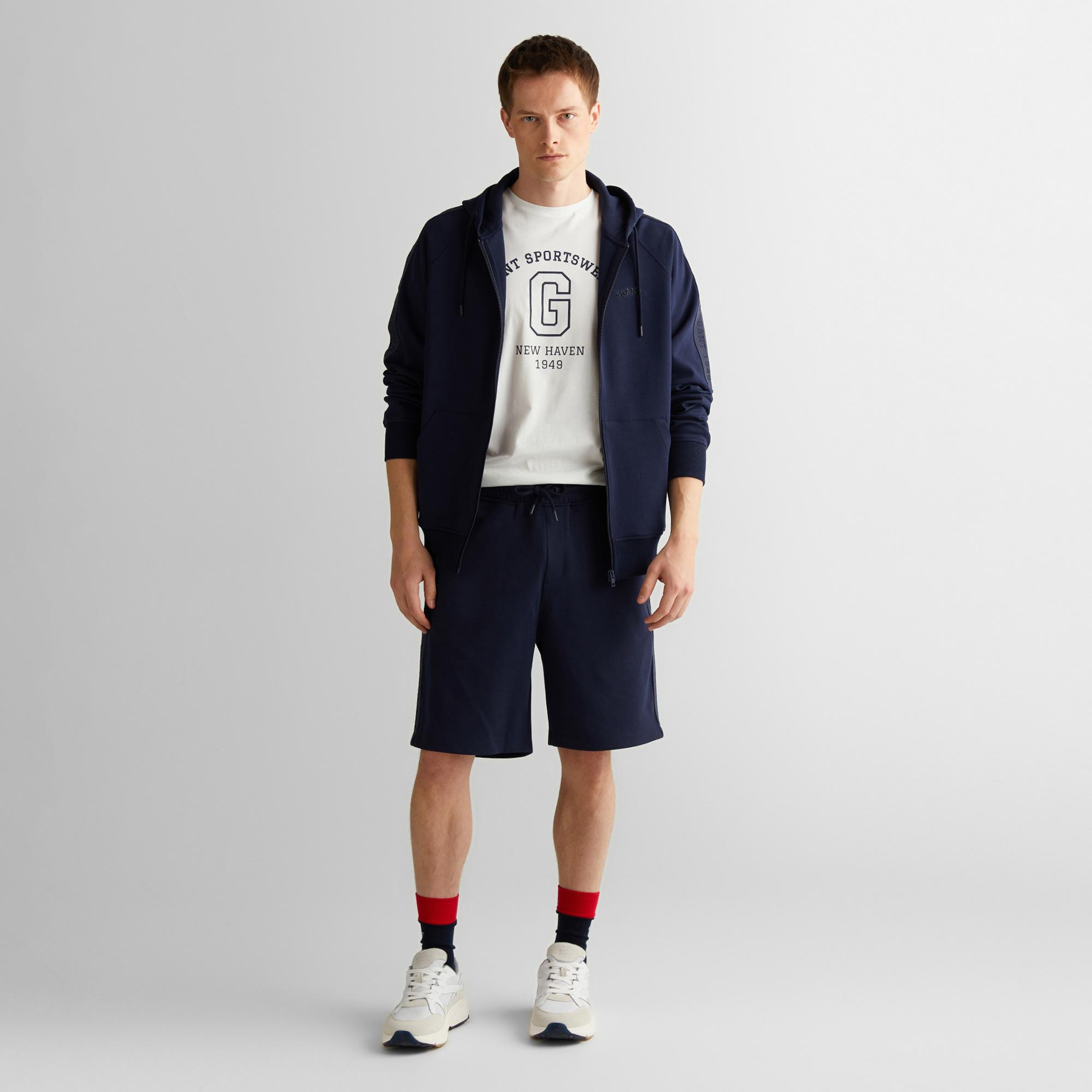 GANT Erkek Lacivert Regular Fit Kapüşonlu Sweatshirt