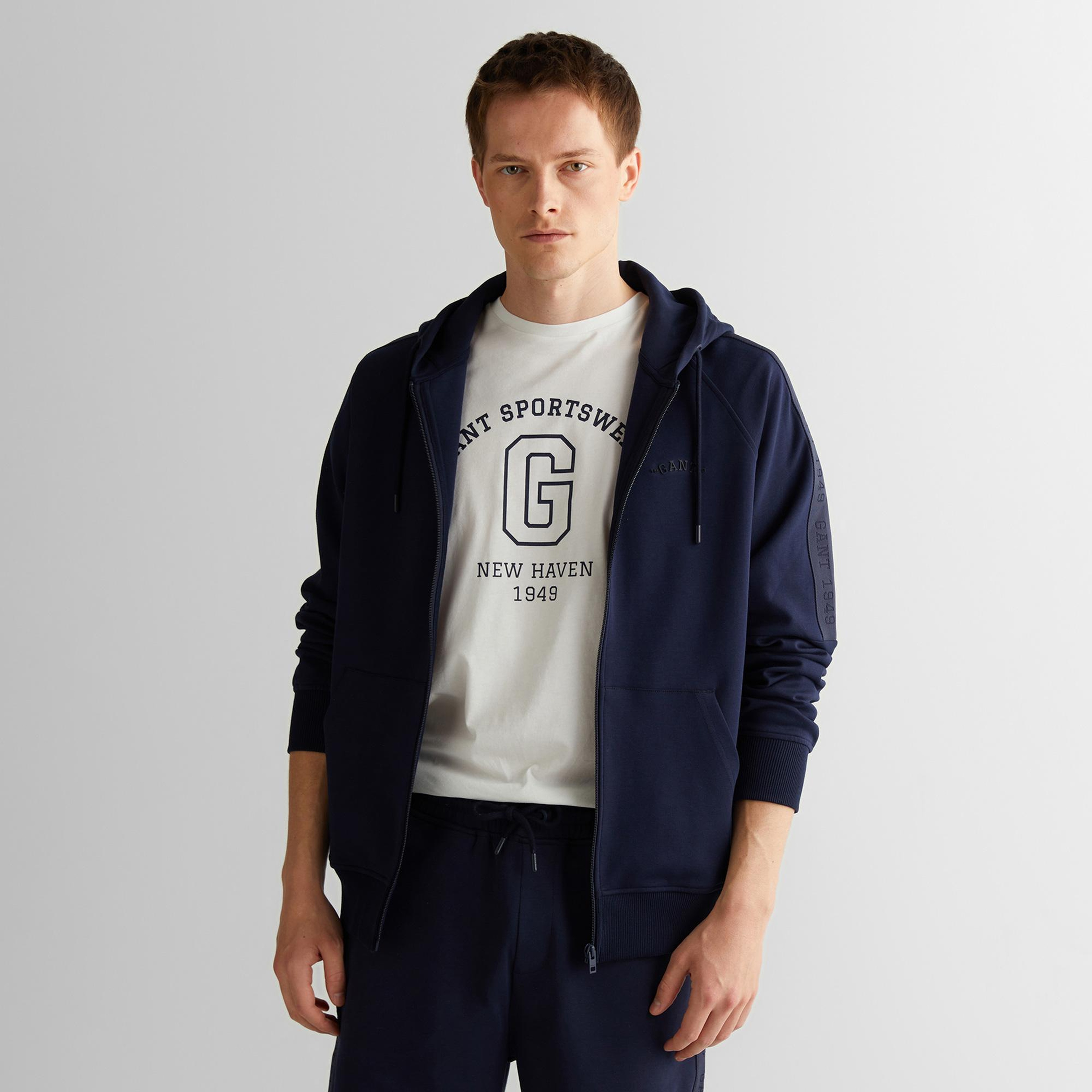 GANT Erkek Lacivert Regular Fit Kapüşonlu Sweatshirt