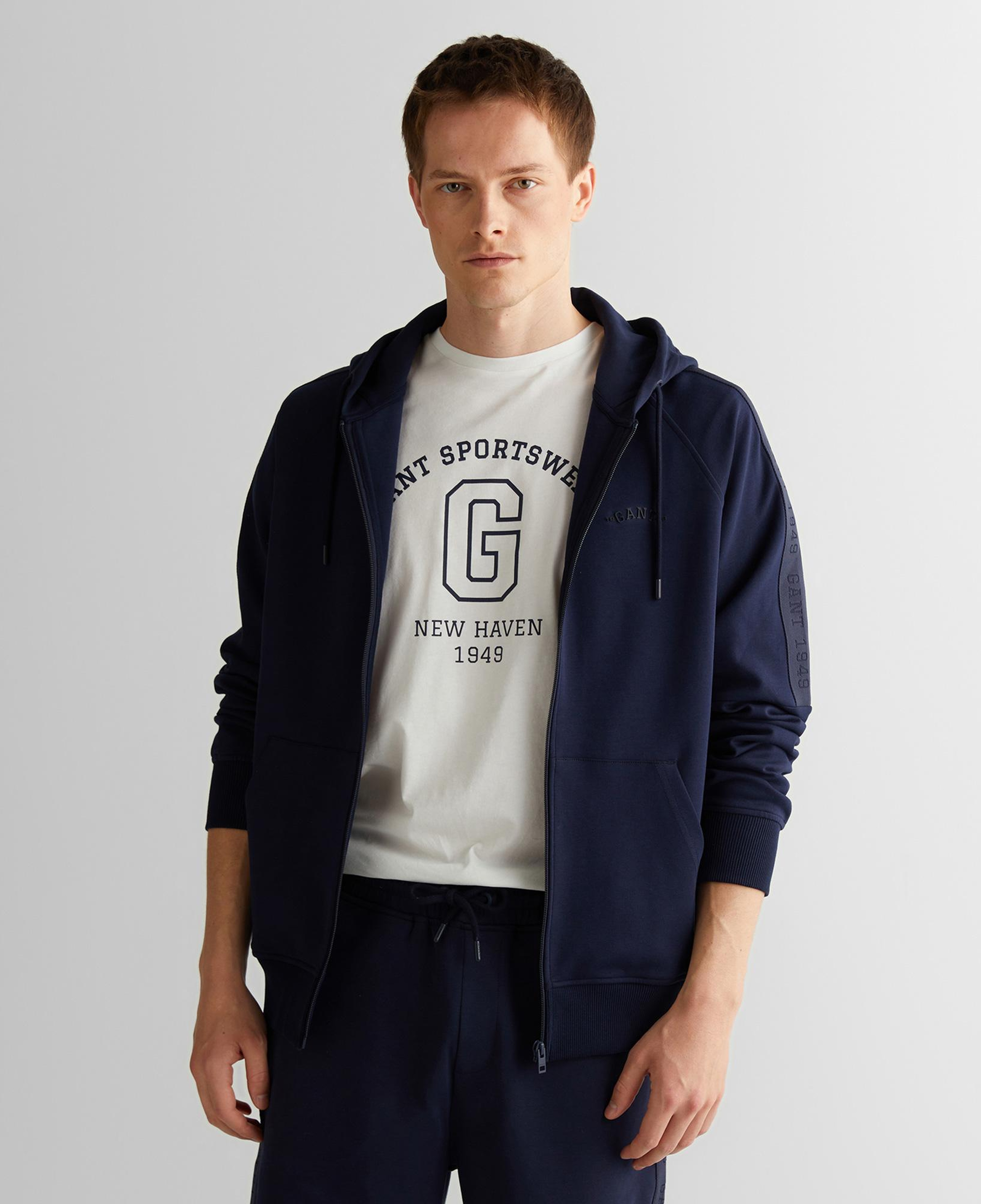 GANT Erkek Lacivert Regular Fit Kapüşonlu Sweatshirt
