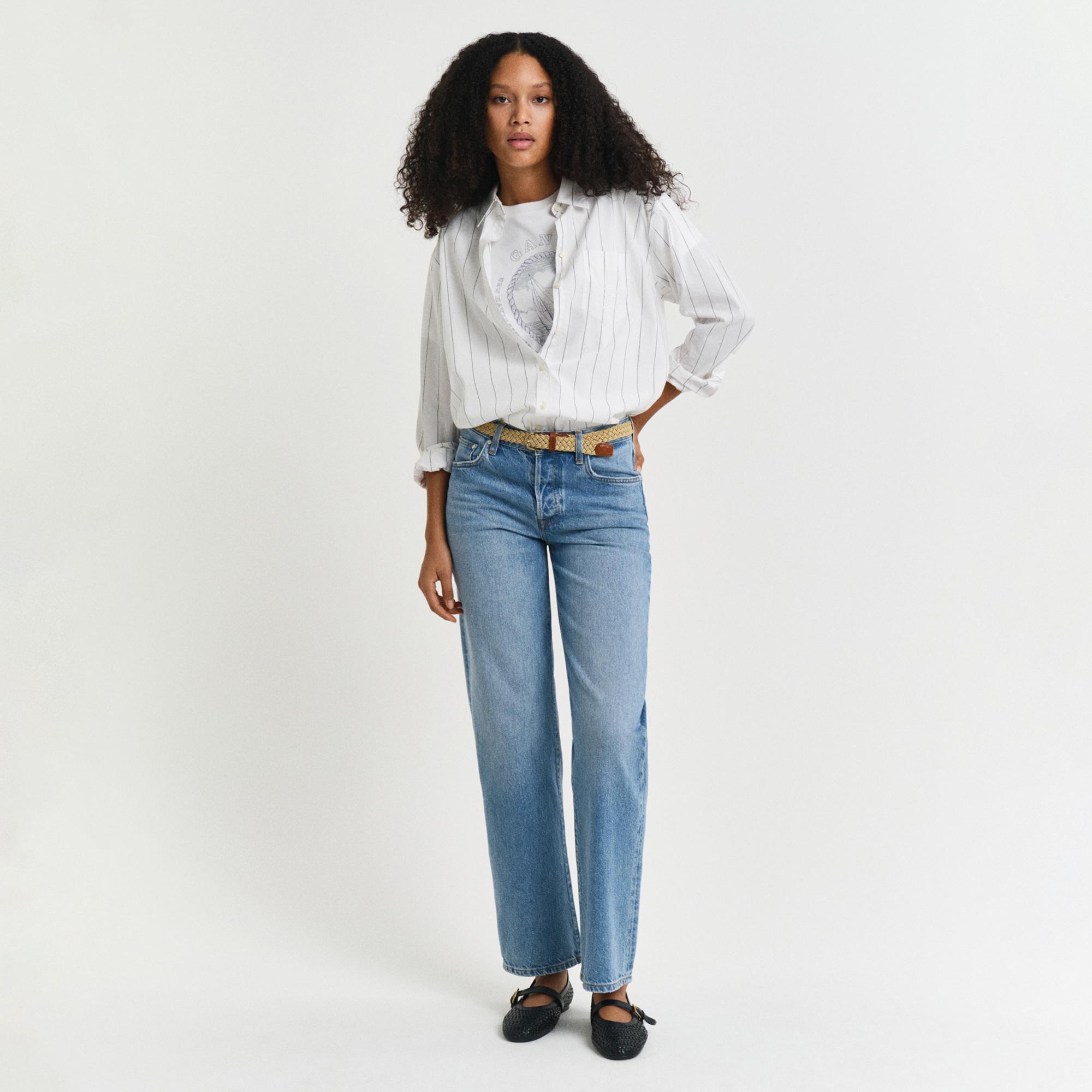 GANT Kadın Mavi Straight Fit Pantolon