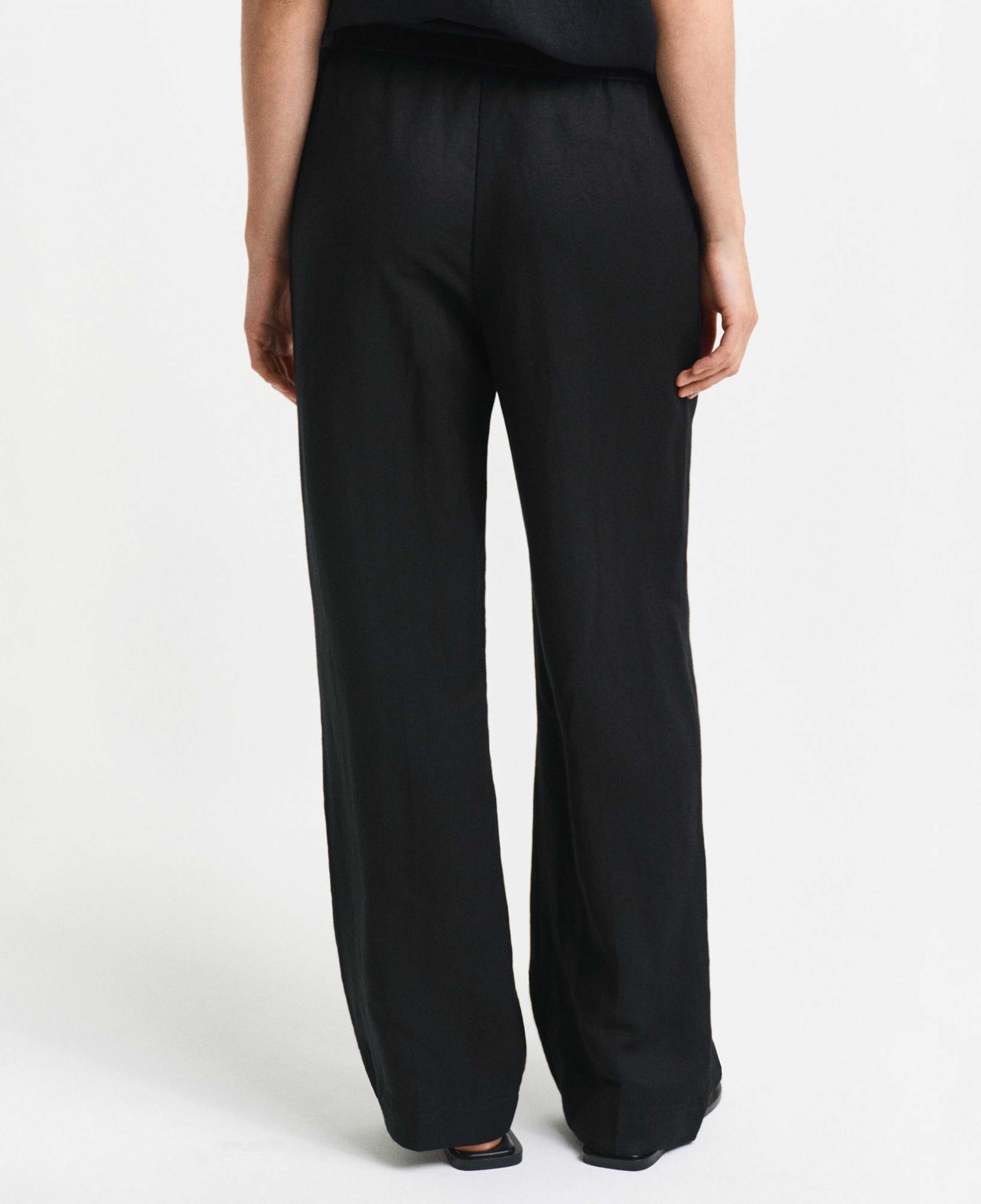 GANT Kadın Siyah Relaxed Fit Keten Karışımlı Pantolon